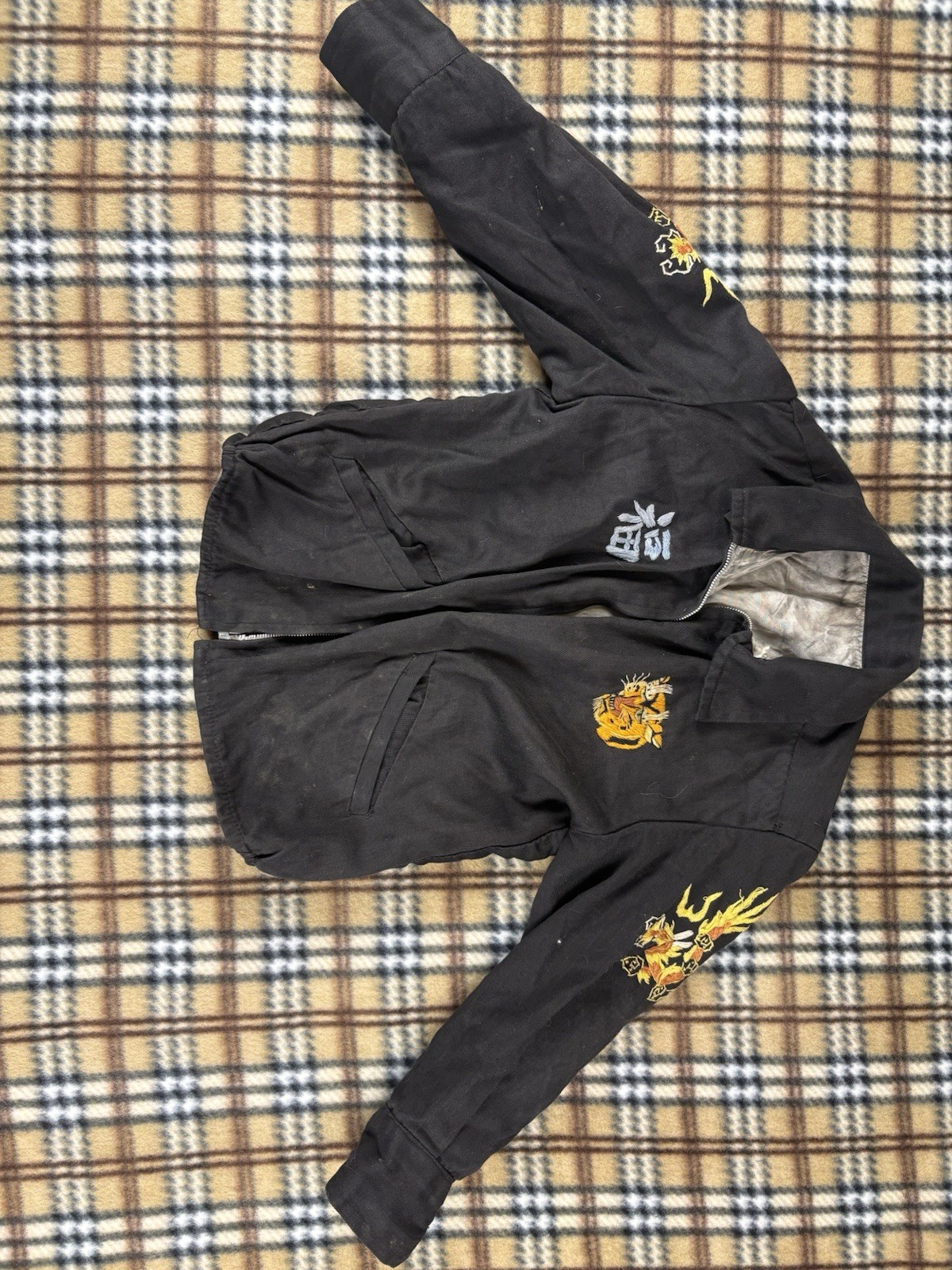 1967 Vietnam War PHU BAI Child Souvenir Jacket Hand Embroidered Dragon Viet Nam