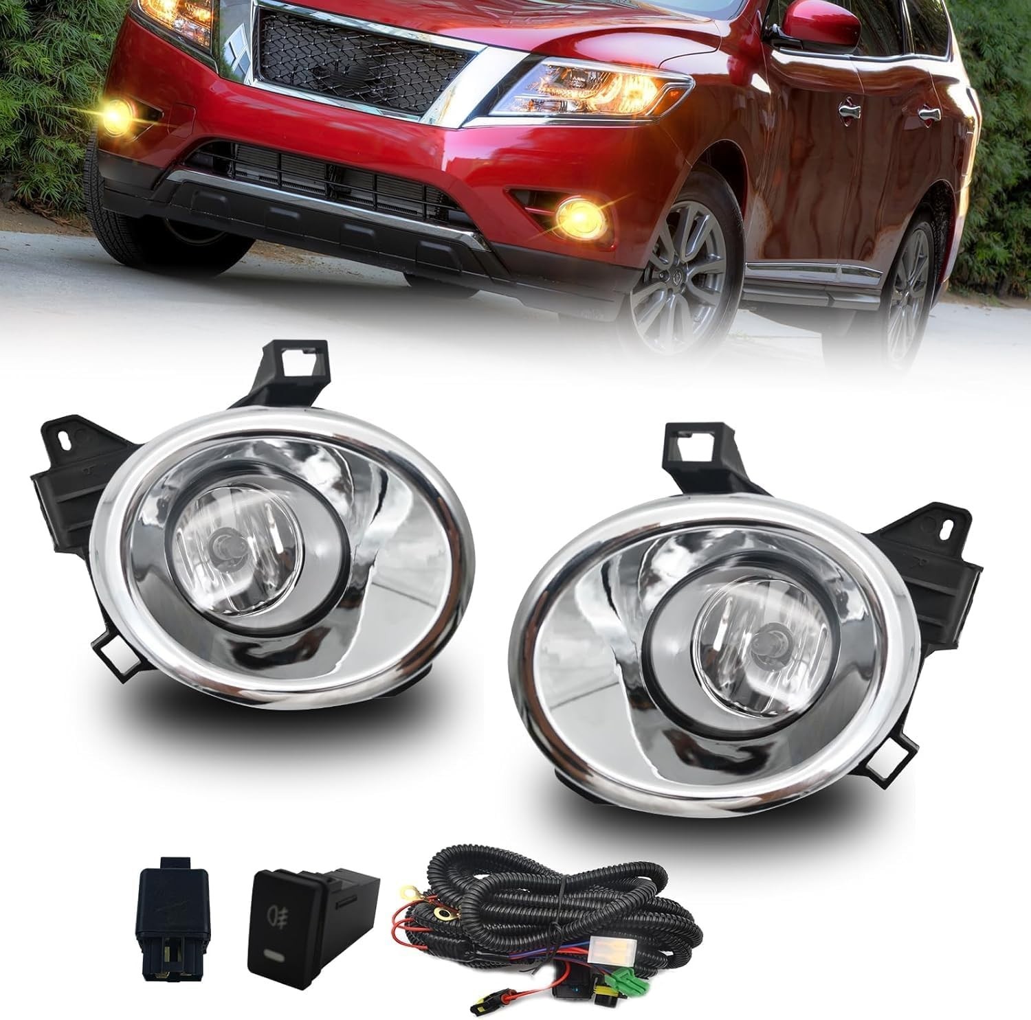 Fog Lights for 2013-2016 Nissan Pathfinder Fog Lights with Halogen Bulbs & Assem Fog Lights for 2013-2016 Nissan Pathfinder Fog Lights with Halogen Bulbs & Assem