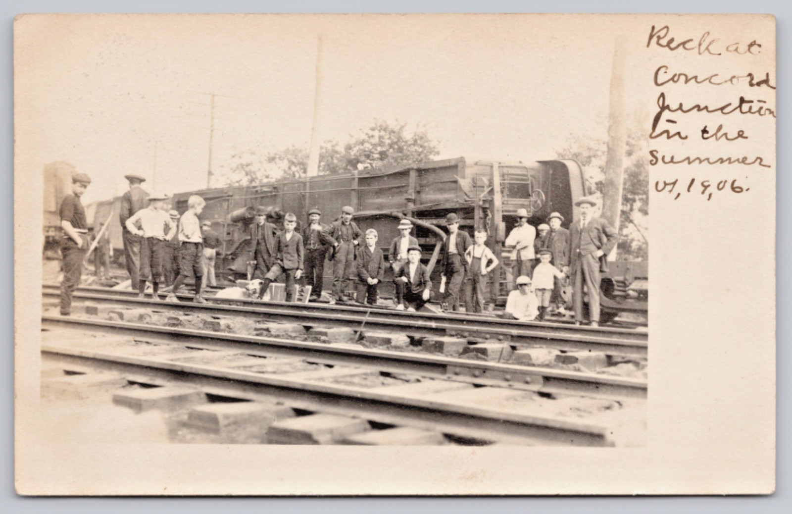 1906 RPPC Concord Junction, Mass Train Wreck Fitchburg Line Railroad MA Postcard 1906 RPPC Concord Junction, Mass Train Wreck Fitchburg Line Railroad MA Postcard