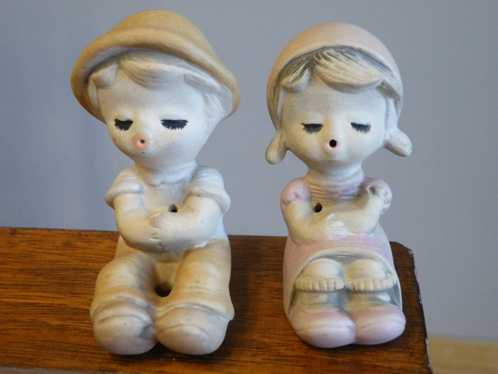 2 Vintage UCTCI Japan GIRL & BOY Poppets FIGURINES Bisque JAPAN 2 Vintage UCTCI Japan GIRL & BOY Poppets FIGURINES Bisque JAPAN