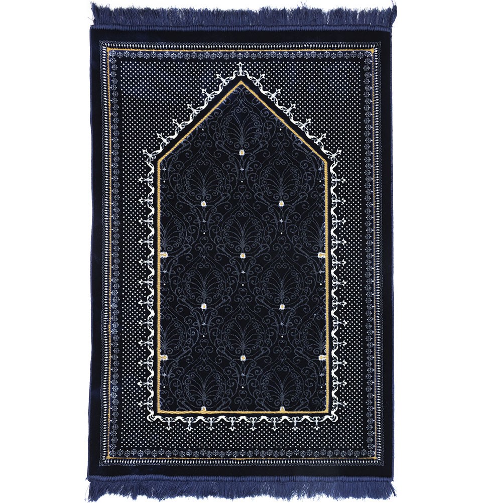 Modefa Double Plush Wide Extra Large Islamic Prayer Rug Sajjadah Topkapi Blue