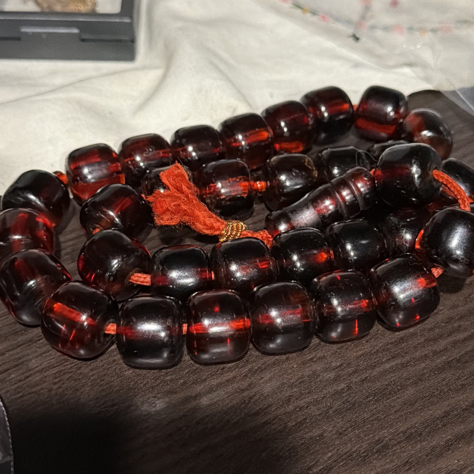 Vintage HUGE 218g Cherry Amber Bakelite  Islam Prayer Beads 33+1 Rosary 30”