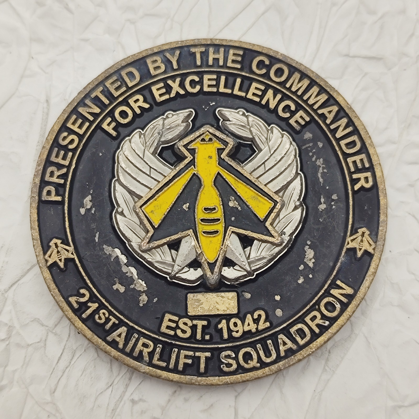 USAF 21st Airlift Squadron Travis AFB Bee Liners Challenge Coin