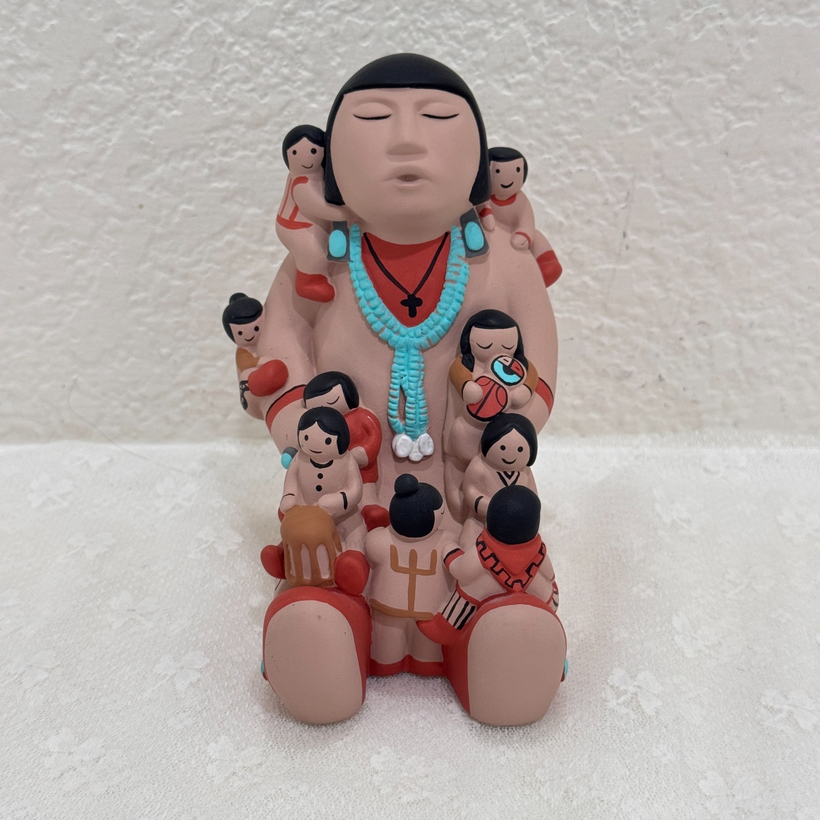 Vintage 1986 Teissedre Signed Native American Storyteller Children Figurine 6\