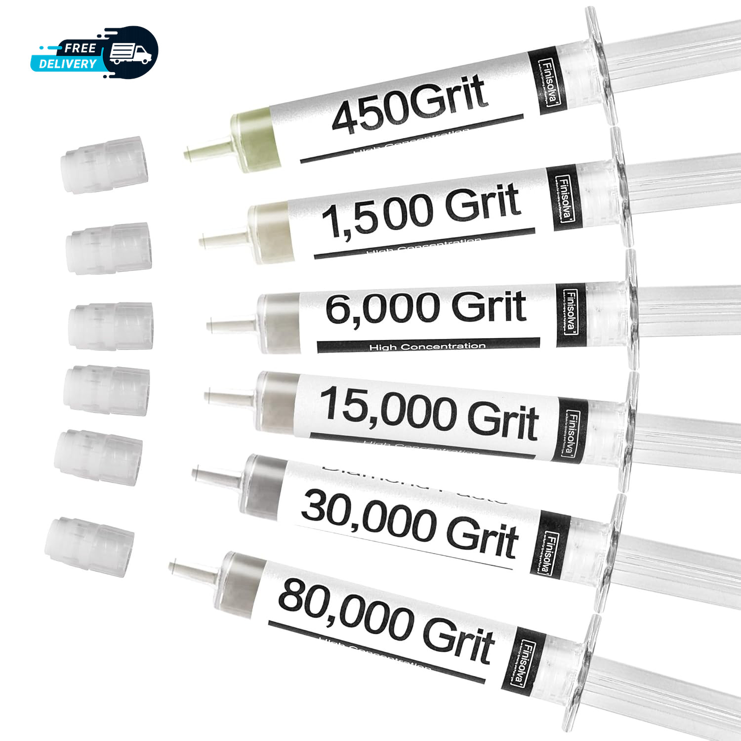 Diamond Polishing Compound Kit of 6 Polishing Lapping Paste 80,000 to 450 Diamond Polishing Compound Kit of 6 Polishing Lapping Paste 80,000 to 450