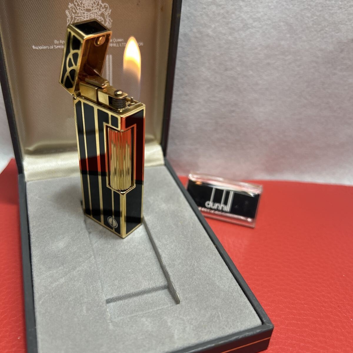 Vintage Dunhill Rolla Lighter Black Lacquer / Gold / Arch / ｄMark