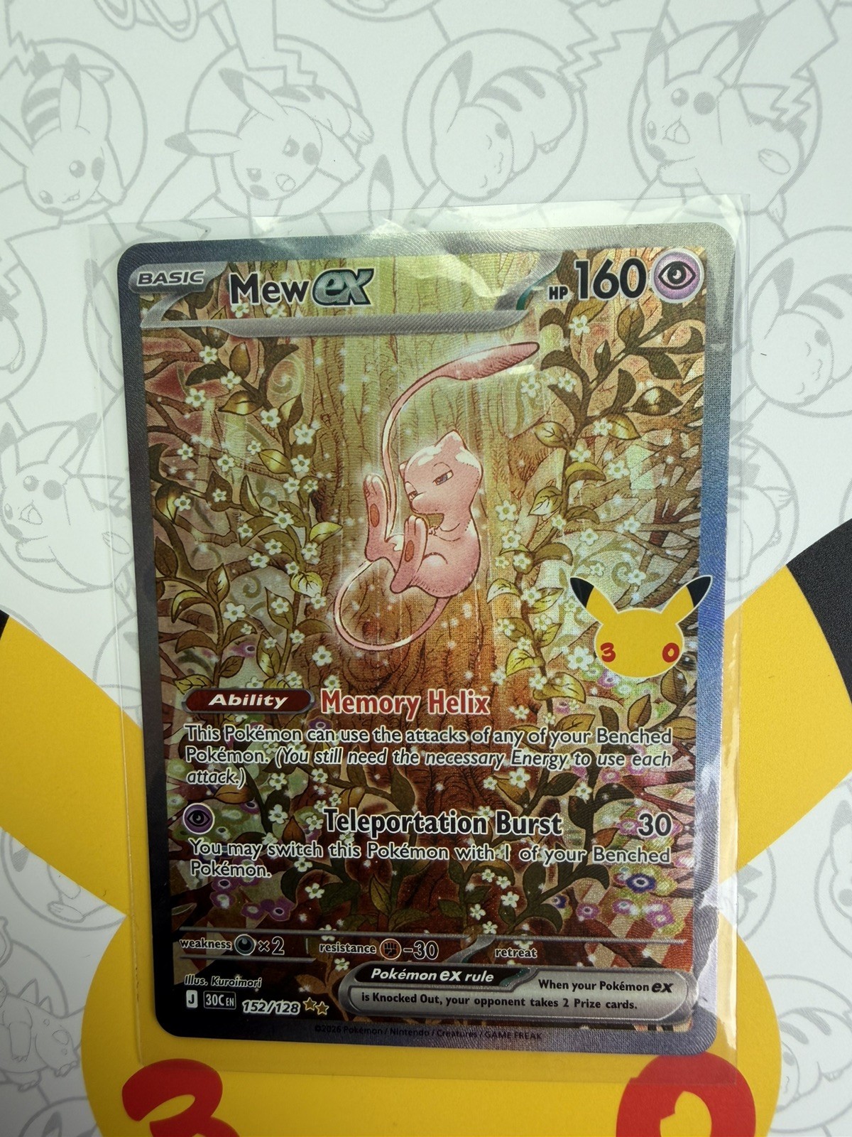 Pokémon TCG Mew ex 152/128 30th Celebrations Ultra Rare Holo EX mint Pokémon TCG Mew ex 152/128 30th Celebrations Ultra Rare Holo EX mint