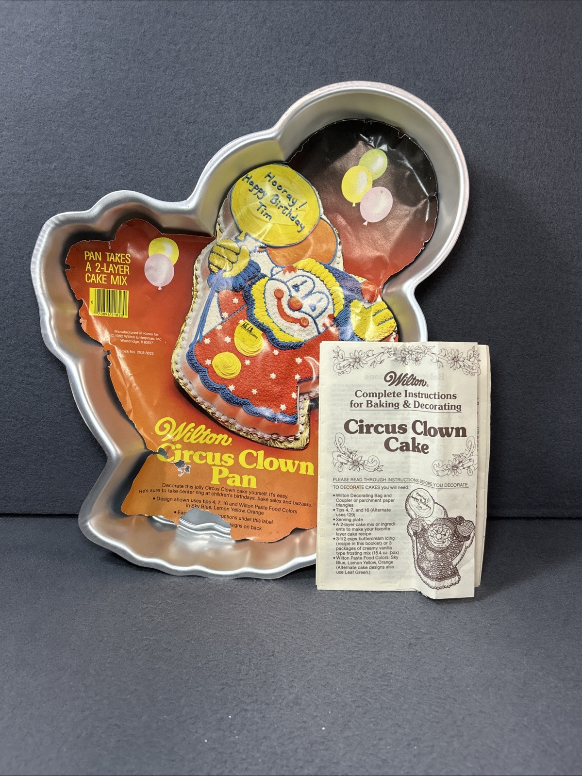 Vintage Wilton 1982 Circus Clown Cake Pan 502-3193 Retired w Instructions Insert
