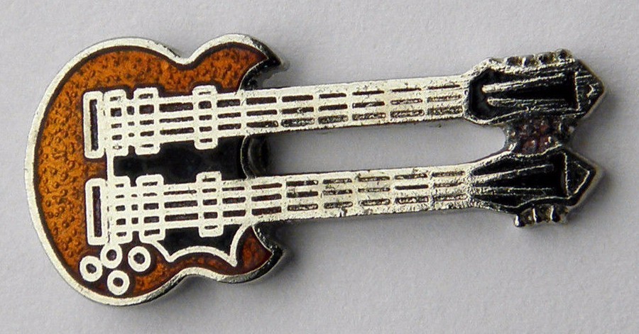 DOUBLE NECK GIBSON SG MUSIC ROCK ELECTRIC GUITAR LAPEL PIN 1 INCH