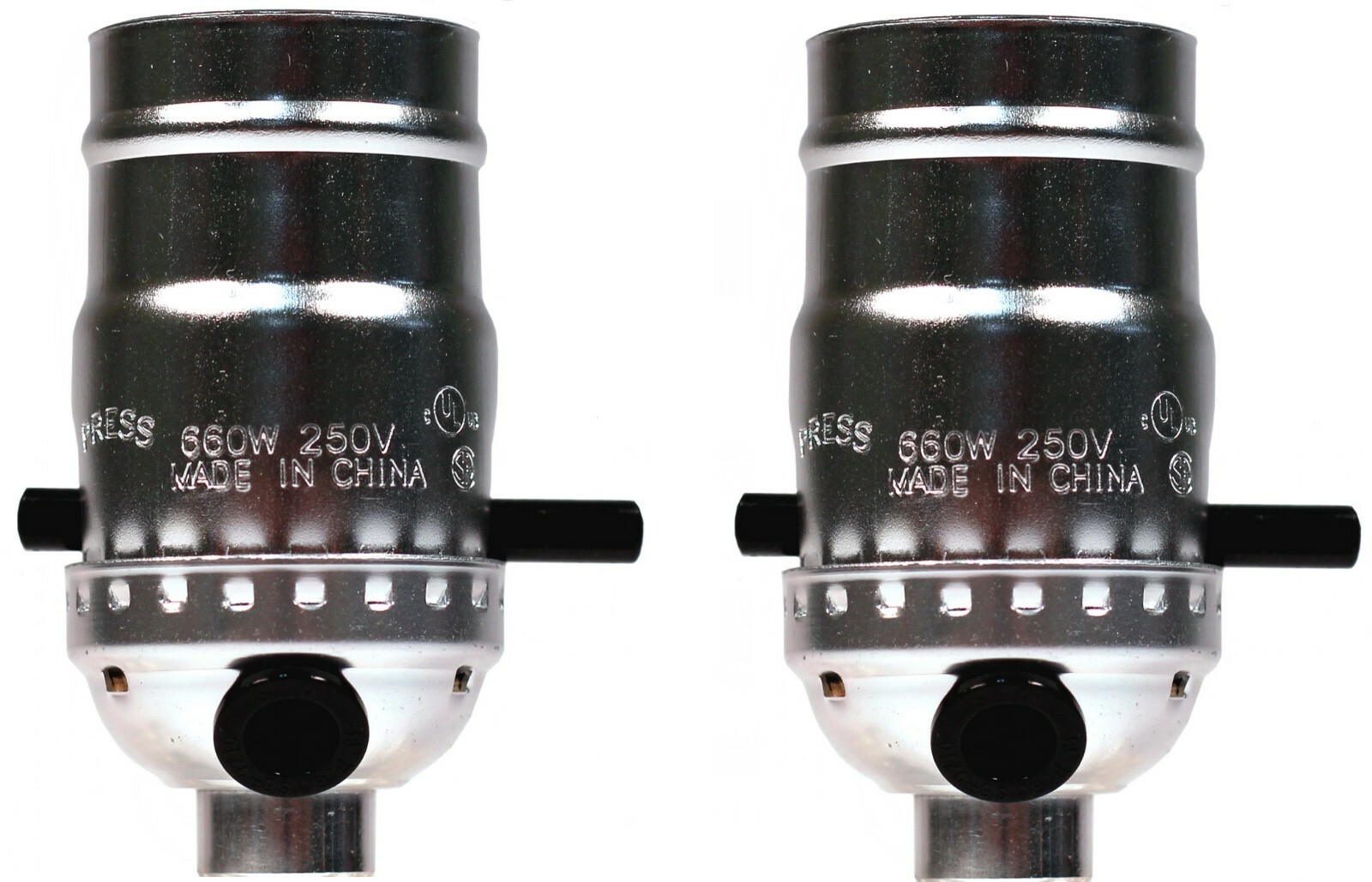 Silver Push Thru On/Off Lamp Repair Replacement Sockets, Medium Base, 2 Pack Silver Push Thru On/Off Lamp Repair Replacement Sockets, Medium Base, 2 Pack