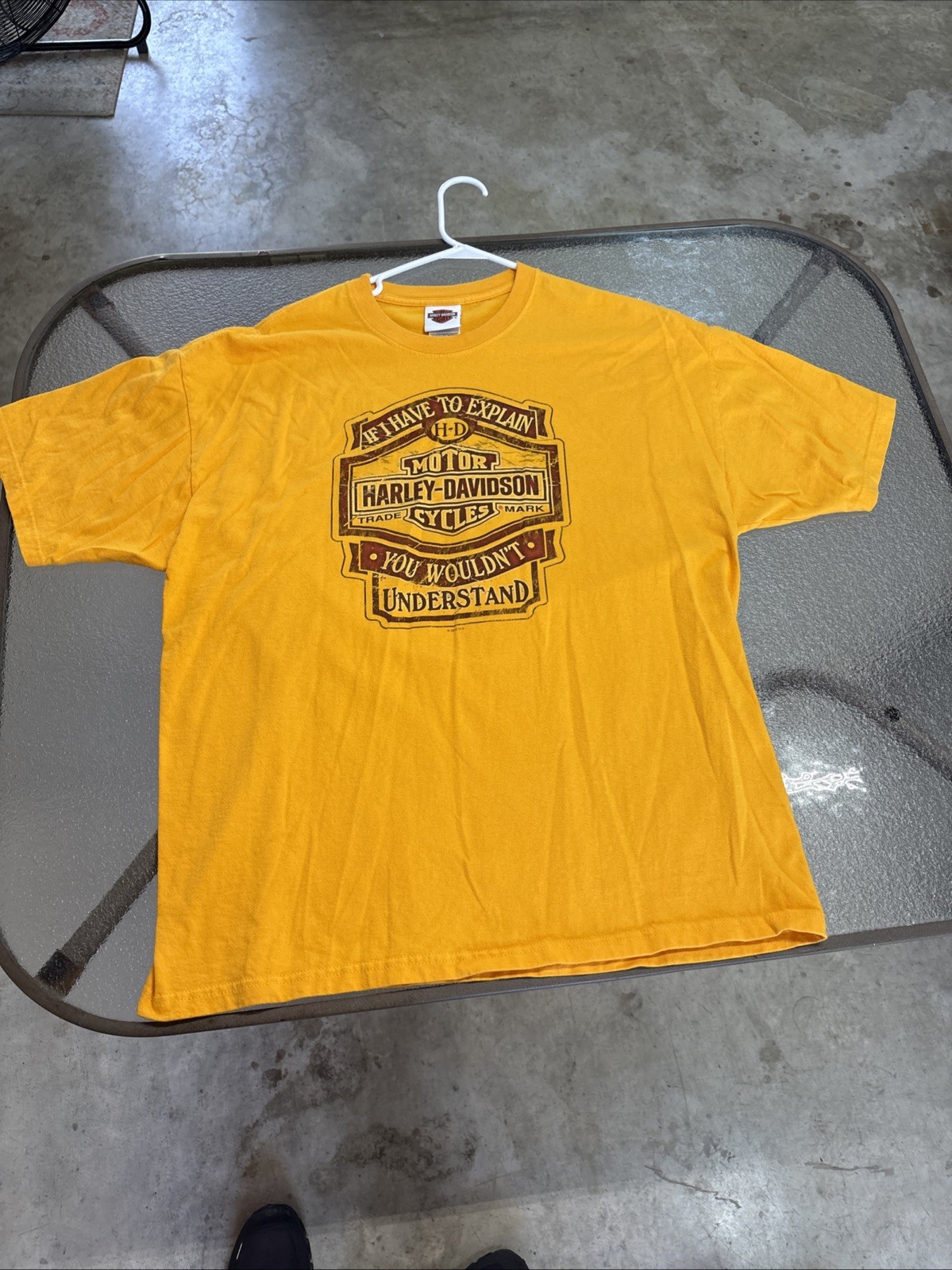 Vtg Harley Davidson Shirt L Yellow Hanes Beefy T Made In USA Mint Condition