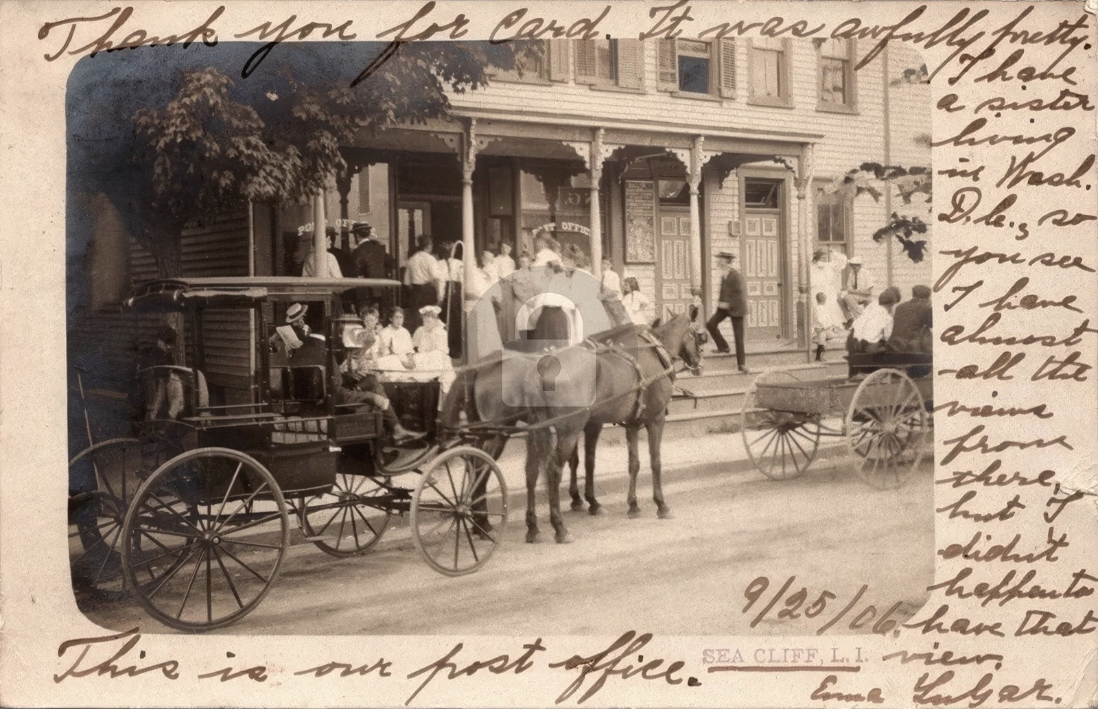 1906 Post Office Sea Cliff Long Island NY New York Horse RPPC Postcard COPY