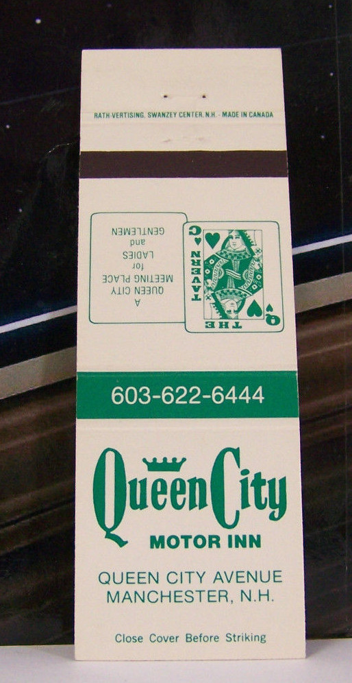 Rare Vintage Matchbook Cover K2 Manchester New Hampshire Queen Hearts Card Inn