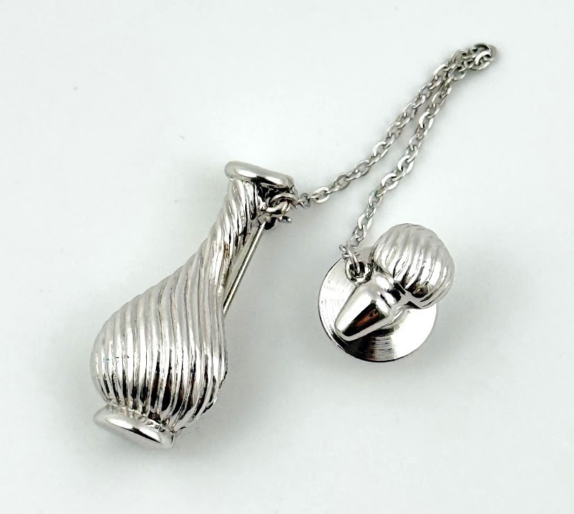 Vtg Monet Pin Brooch Silver Tone Genie Bottle