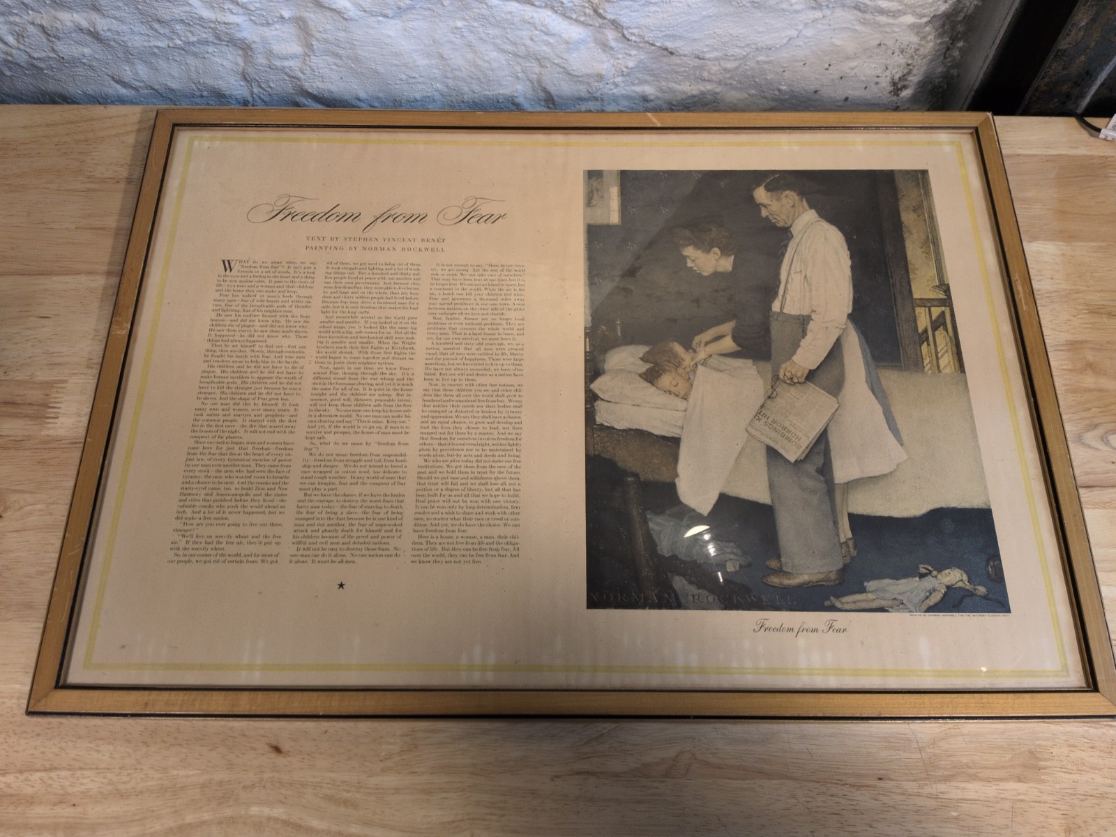 Vintage The Four Freedoms Norman Rockwell: Freedom From Fear 1950s Reprint 