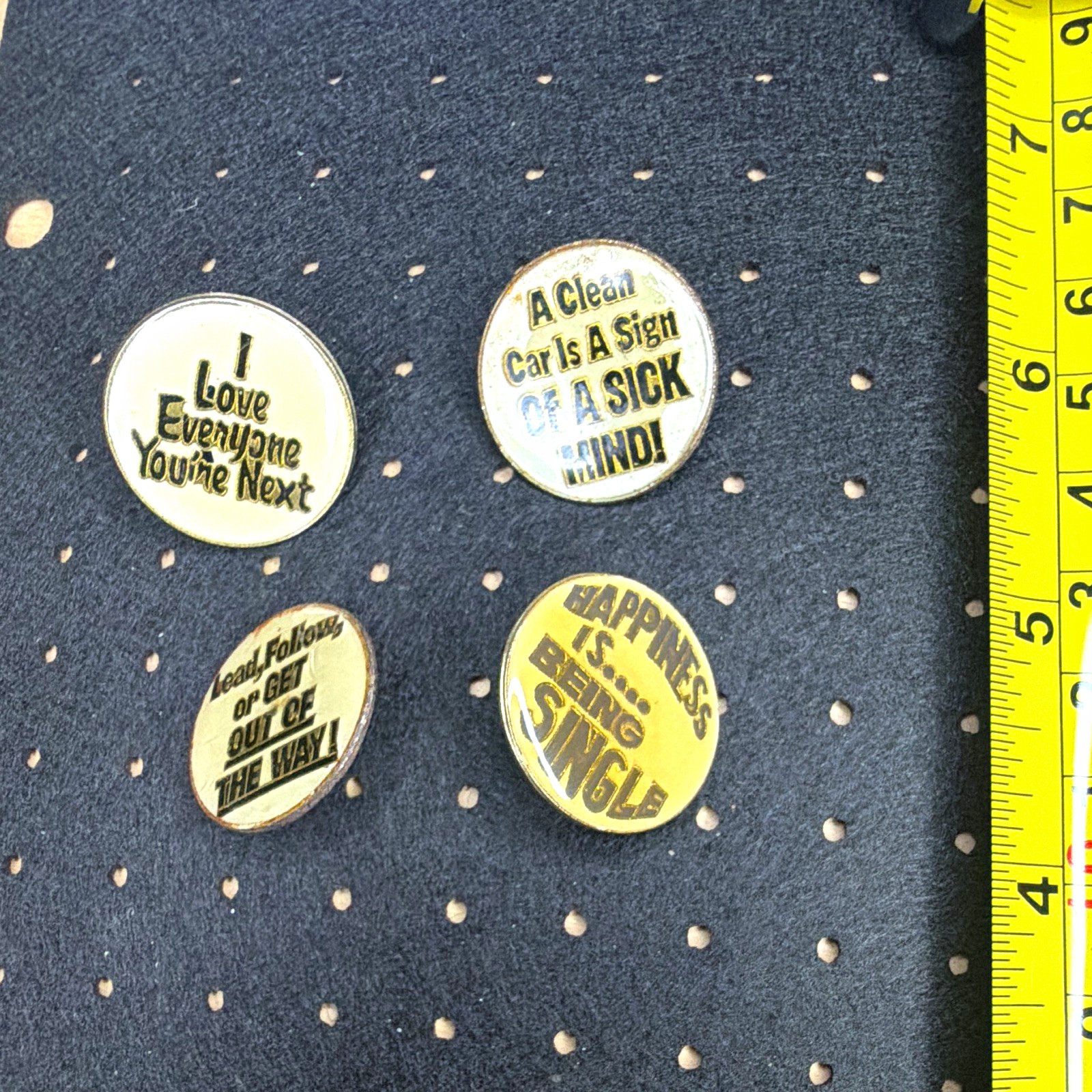 Vintage 1970s Novelty Humor Slogan Pinback Button Lot of 4 Retro Sayings