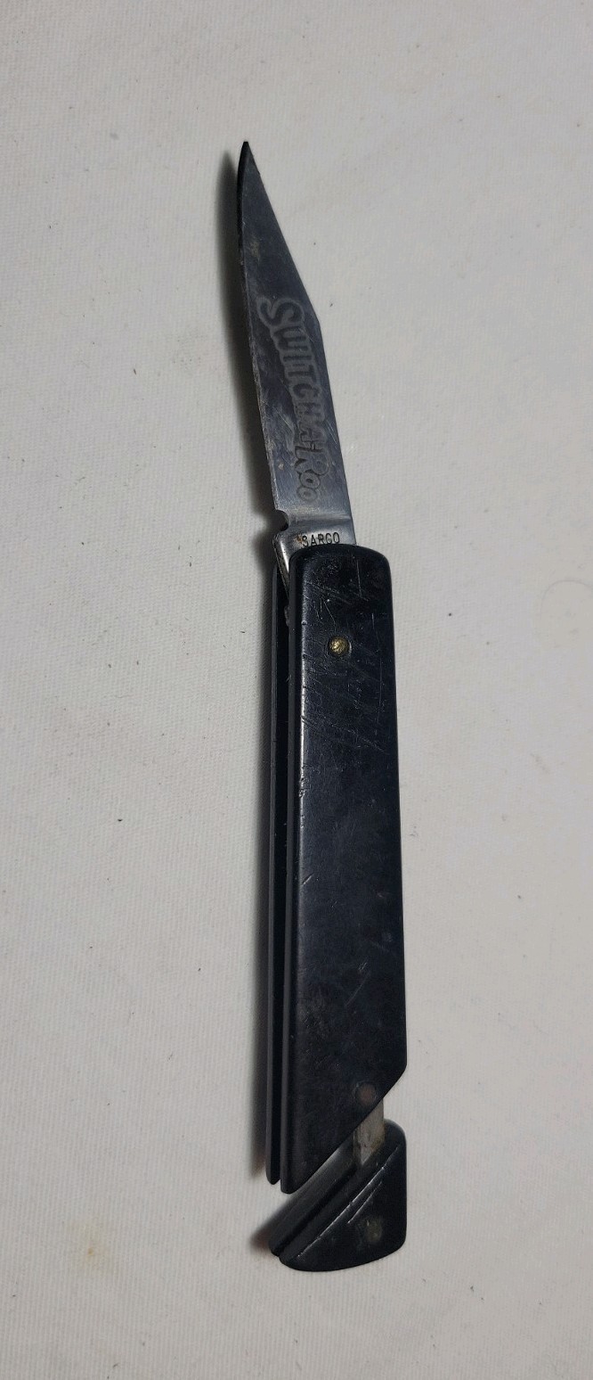 Vintage Sarco Switch-A-Roo Manual Pull Tab Pocket Knife Black Handle