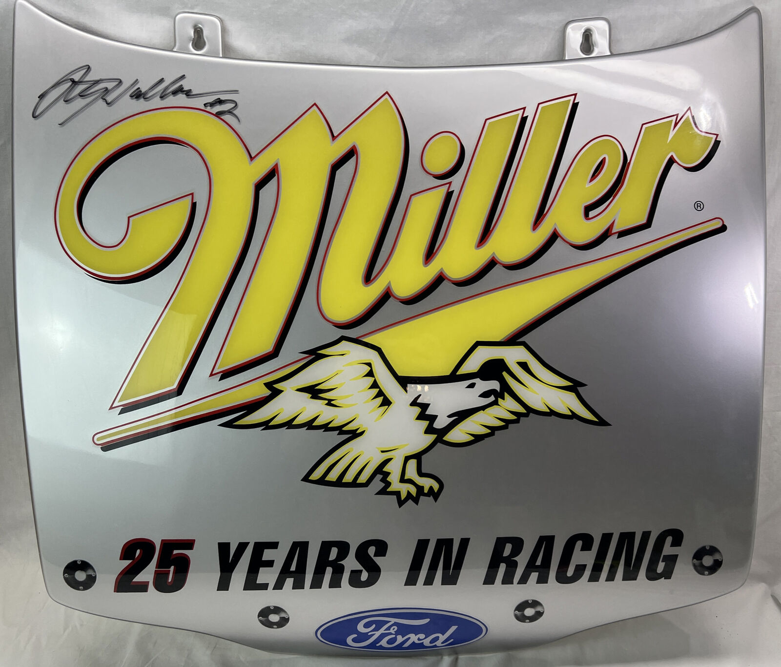 AUTOGRAPHED Rusty Wallace #2 Miller Hood Replica 30x27\