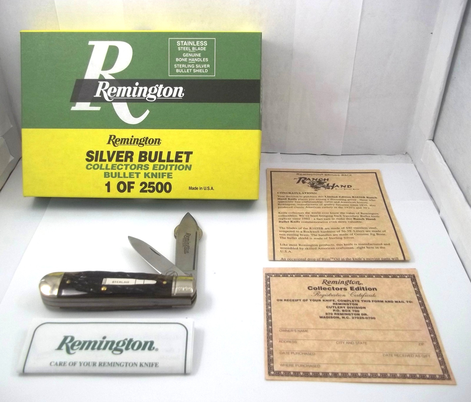 1999 Remington R103 SB Ranch Hand SILVER BULLET Made in USA  (1-OF 2500) Knife