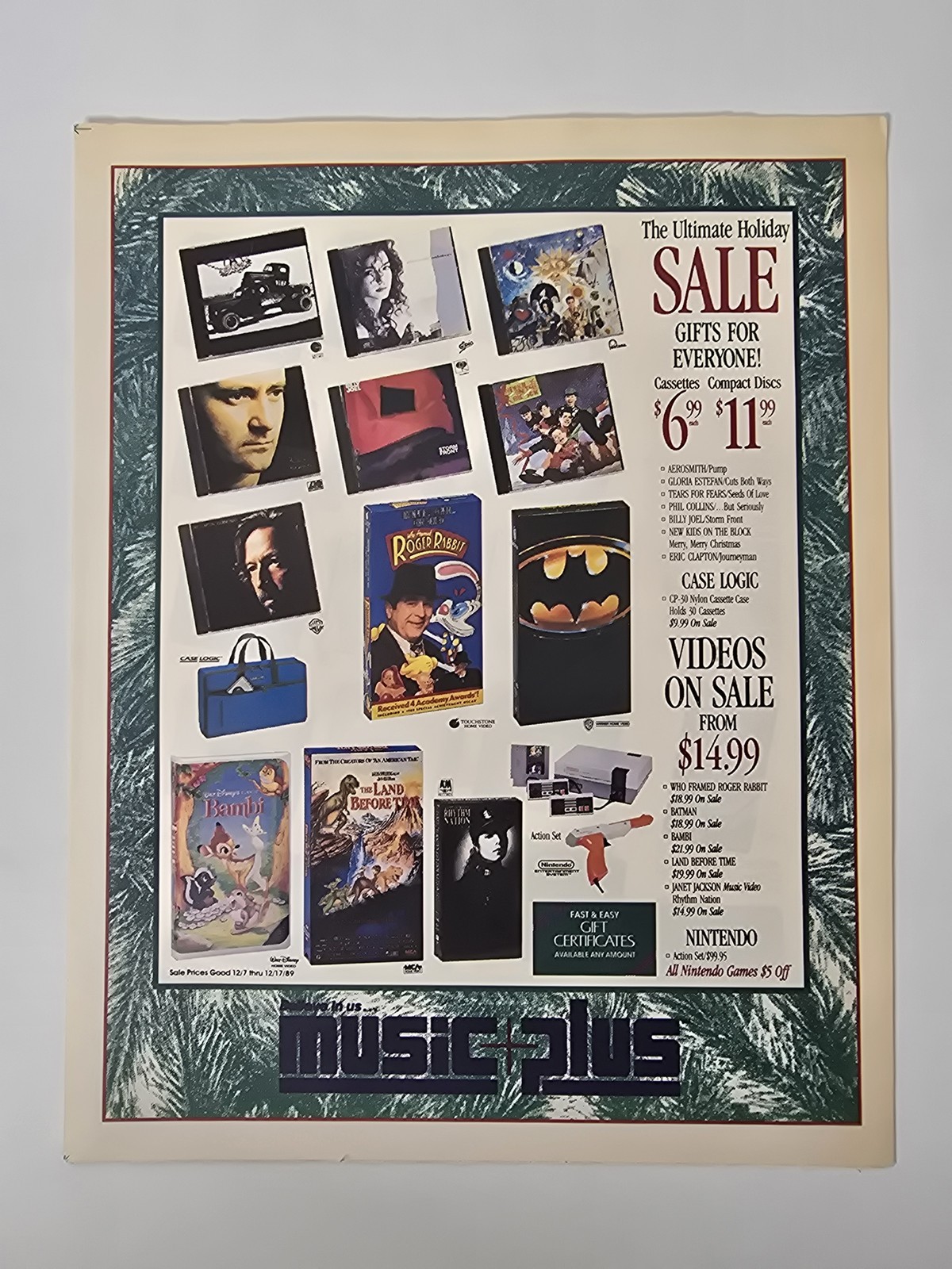 1989 Music Plus Holiday Circular Nintendo NES Action Set Batman 8 Pages Ad