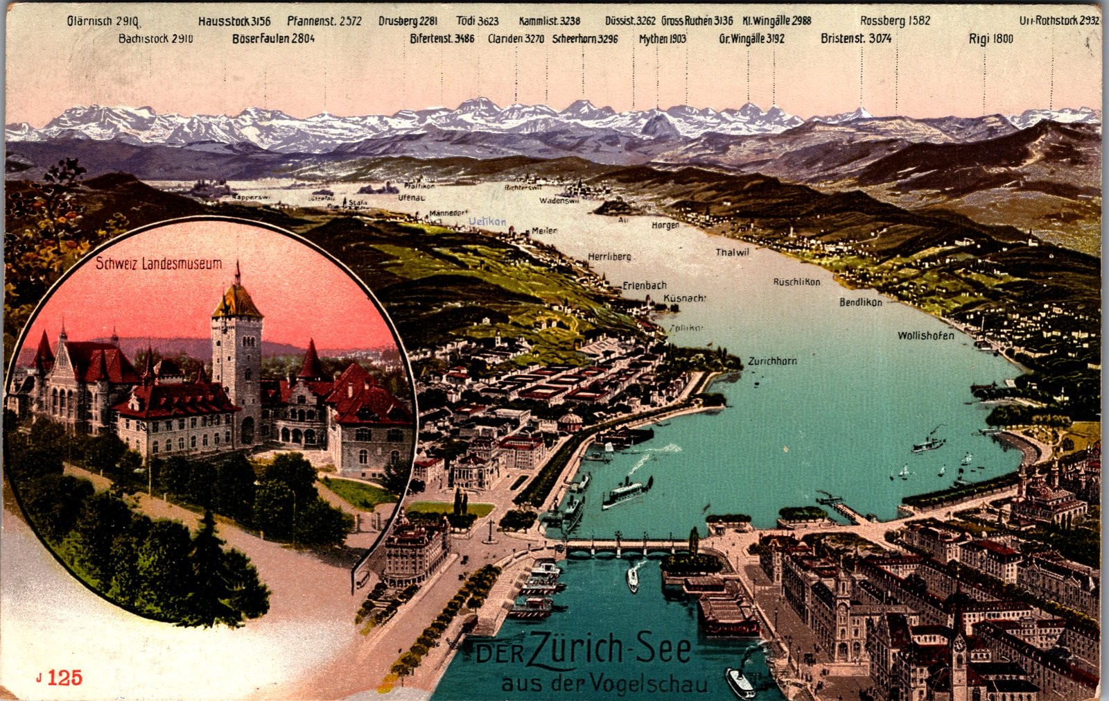Vintage Postcard Zurich-See Lake Zurich Switzerland Swiss National Museum Vintage Postcard Zurich-See Lake Zurich Switzerland Swiss National Museum