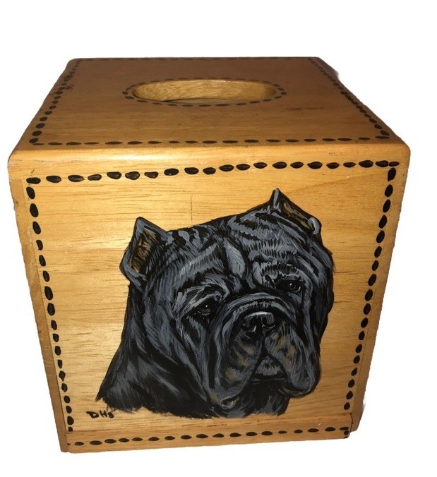 Vintage Hand Painted Cane Corso Dog Wood Tissue Box Cover Vintage Hand Painted Cane Corso Dog Wood Tissue Box Cover