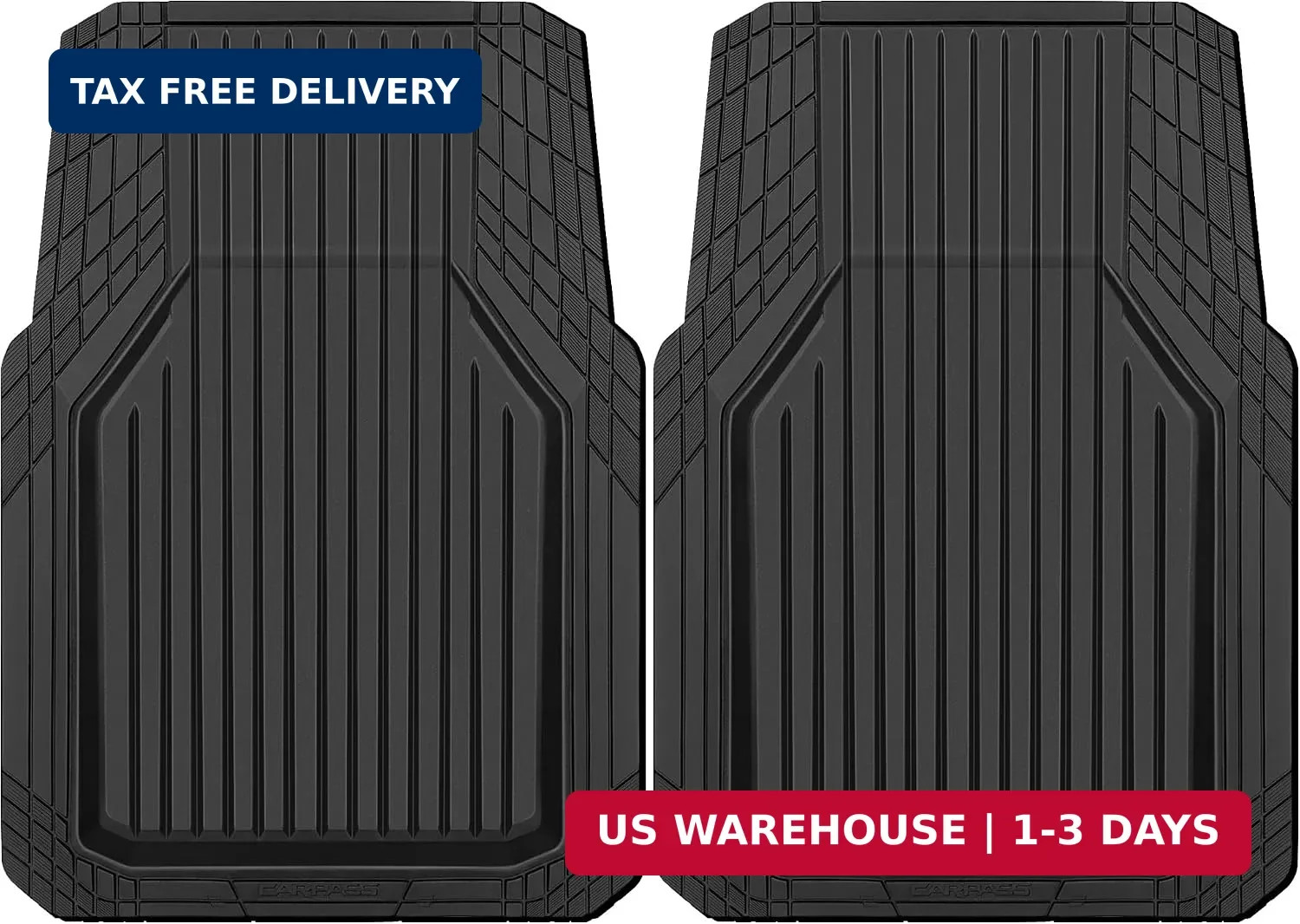 Heavy Duty Rubber Floor Mats for Car, Waterproof Deep Dish Car Mats Two Front, U
