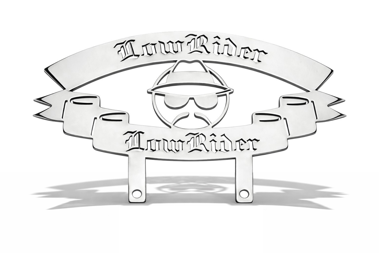 Lowrider Golo Man Custom Bicycle Double Lowrider Lettering Mirror Chrome Plaque. Lowrider Golo Man Custom Bicycle Double Lowrider Lettering Mirror Chrome Plaque.