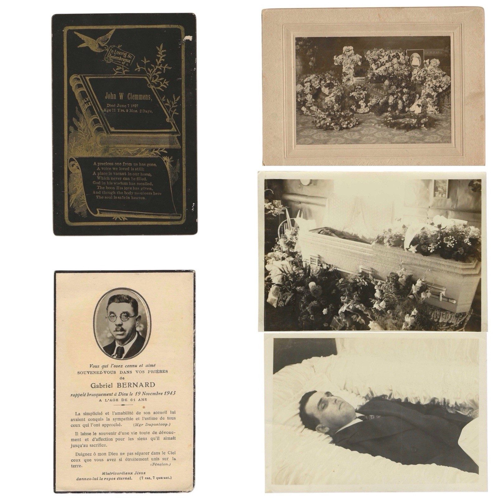 Antique Funeral Mourning Ephemera Photo Lot Open Casket Memorial  Post Mortem