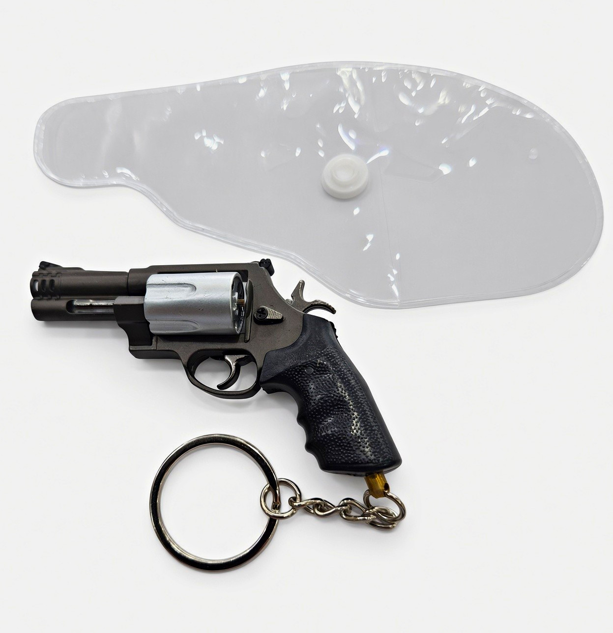 Black Silver Mini Revolver Pistol Keychain All Metal Replica Detachable Keyring Black Silver Mini Revolver Pistol Keychain All Metal Replica Detachable Keyring