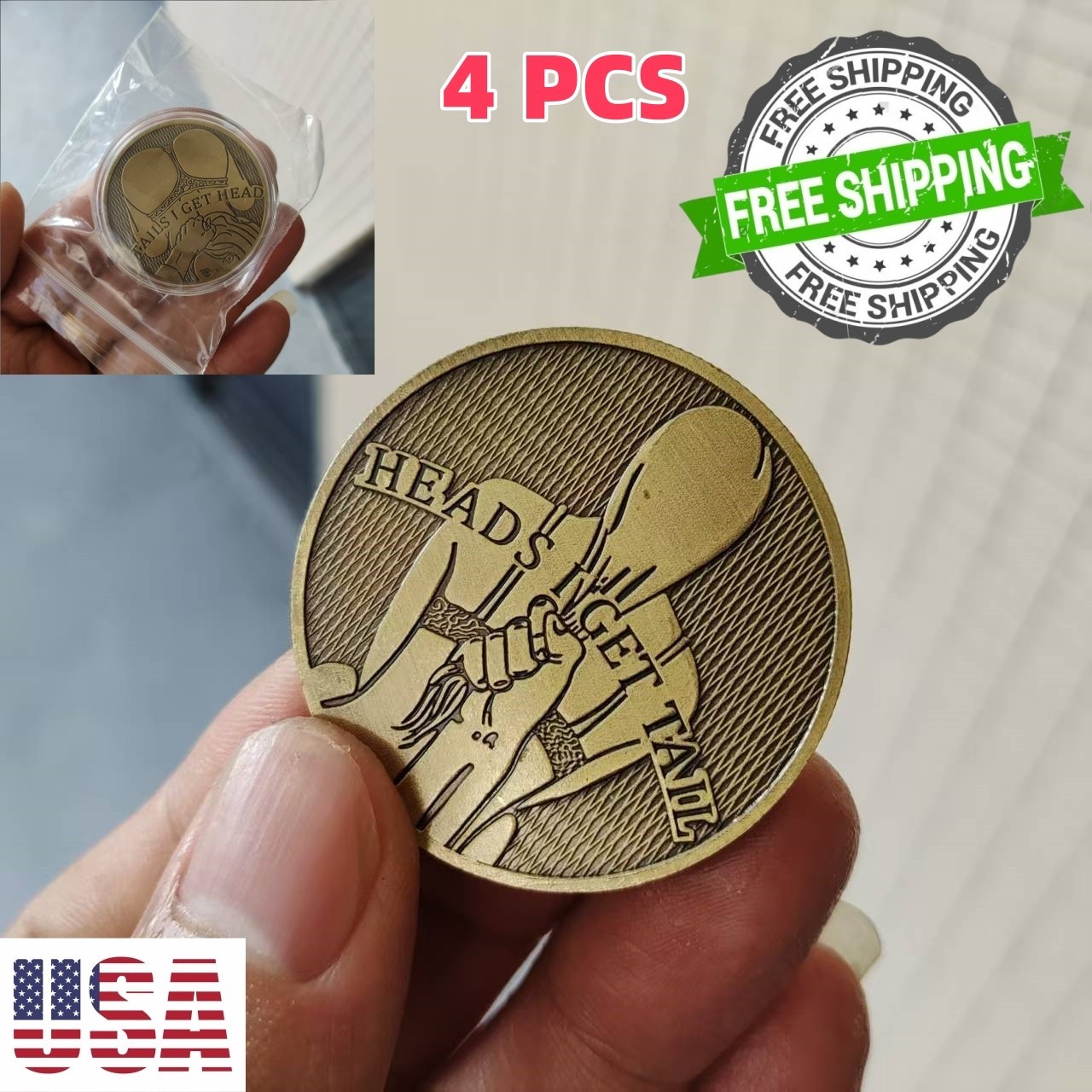 4 PCS Sexy Lady Challenge Coin - Playful Heads/Tails Novelty Coin 4 PCS Sexy Lady Challenge Coin - Playful Heads/Tails Novelty Coin
