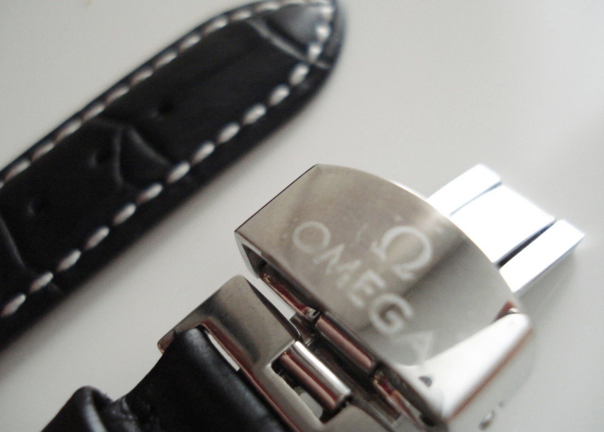 New Omega leather watch strap- 20 mm OMEGA SEAMASTER SPEEDMASTER Butterfly Clasp