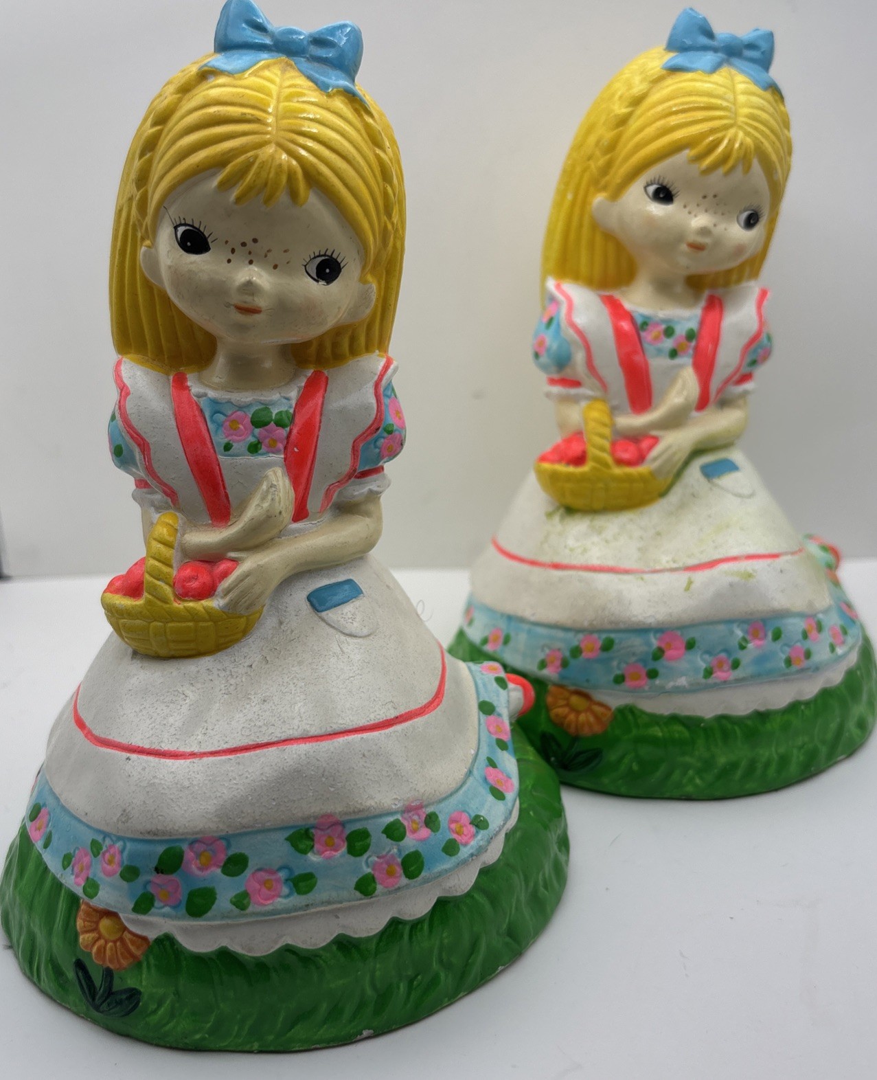 Vintage Earl  Bernard Painted Blonde Girls With Baskets Japan See Pictures