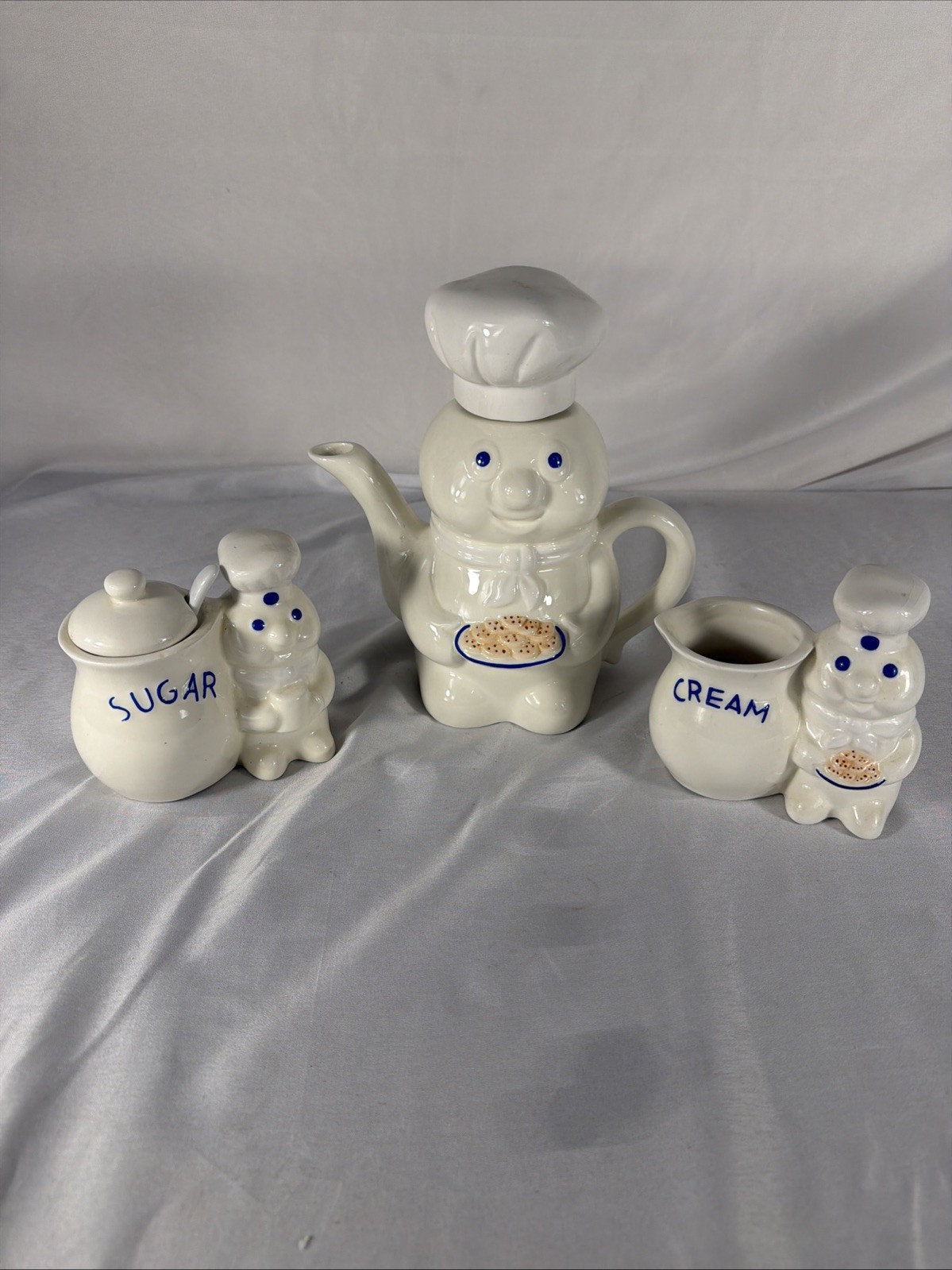 Vintage 1997-99 Pillsbury Doughboy Ceramic Kitchen Set 3 Piece Collection