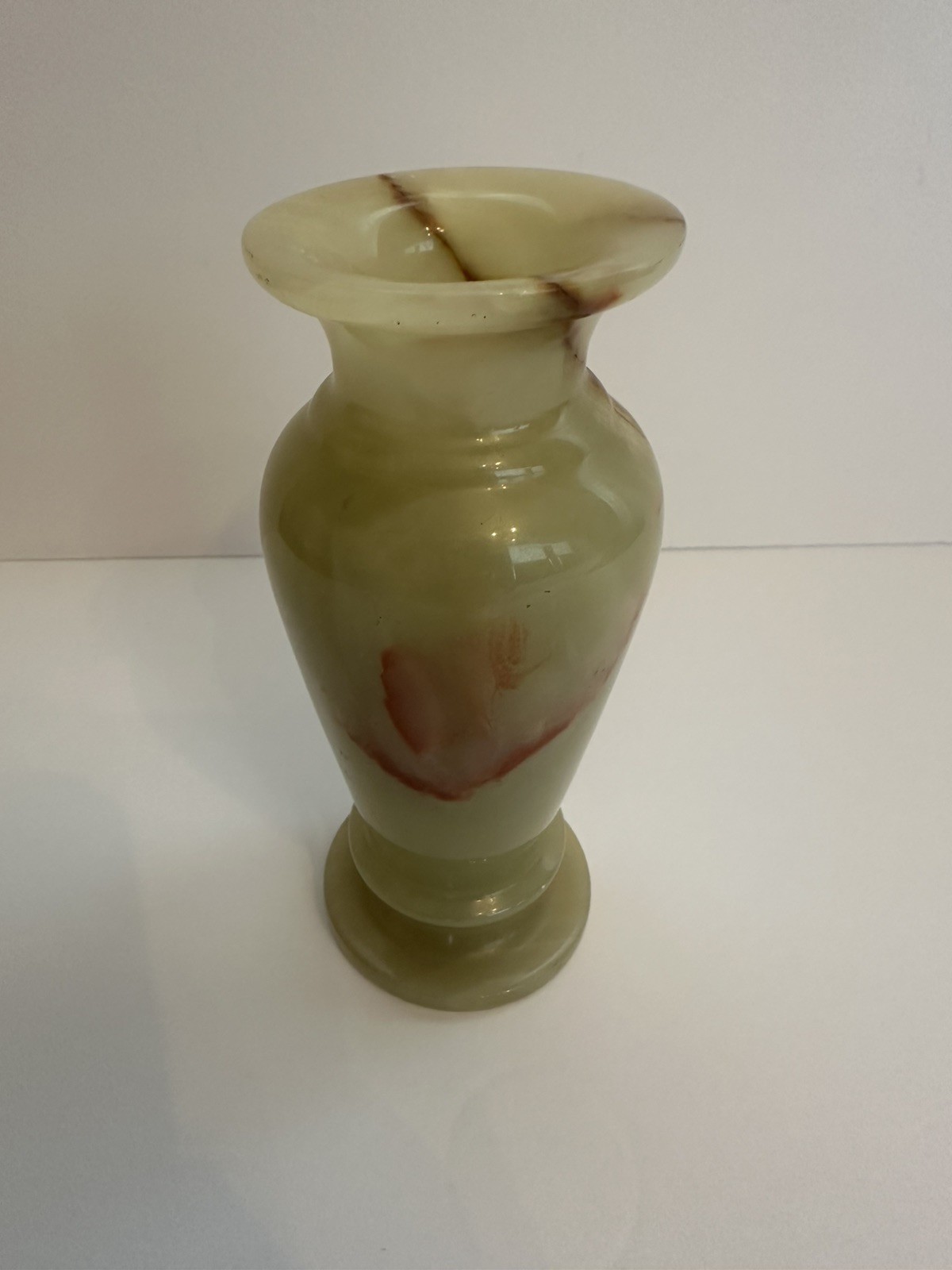 Vintage Pakistan Marbled Onyx Vase Carved Stone Green Pakistan Bud Vase Boho