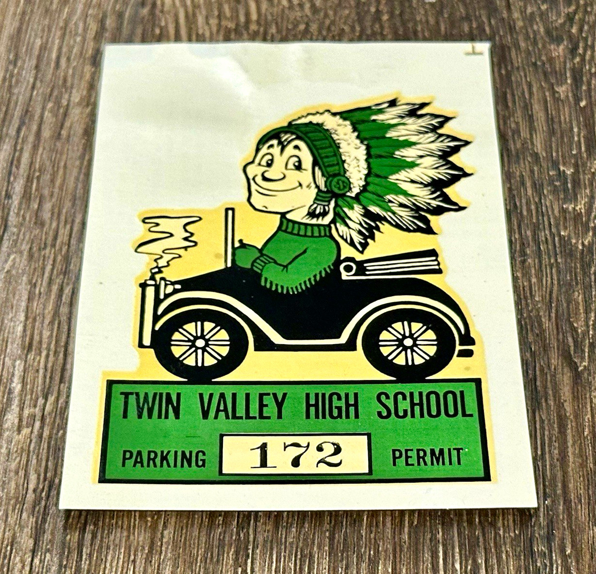 Vtg Twin Valley High School Parking Permit Water Slide Decal Angelus Mascot Car Vtg Twin Valley High School Parking Permit Water Slide Decal Angelus Mascot Car