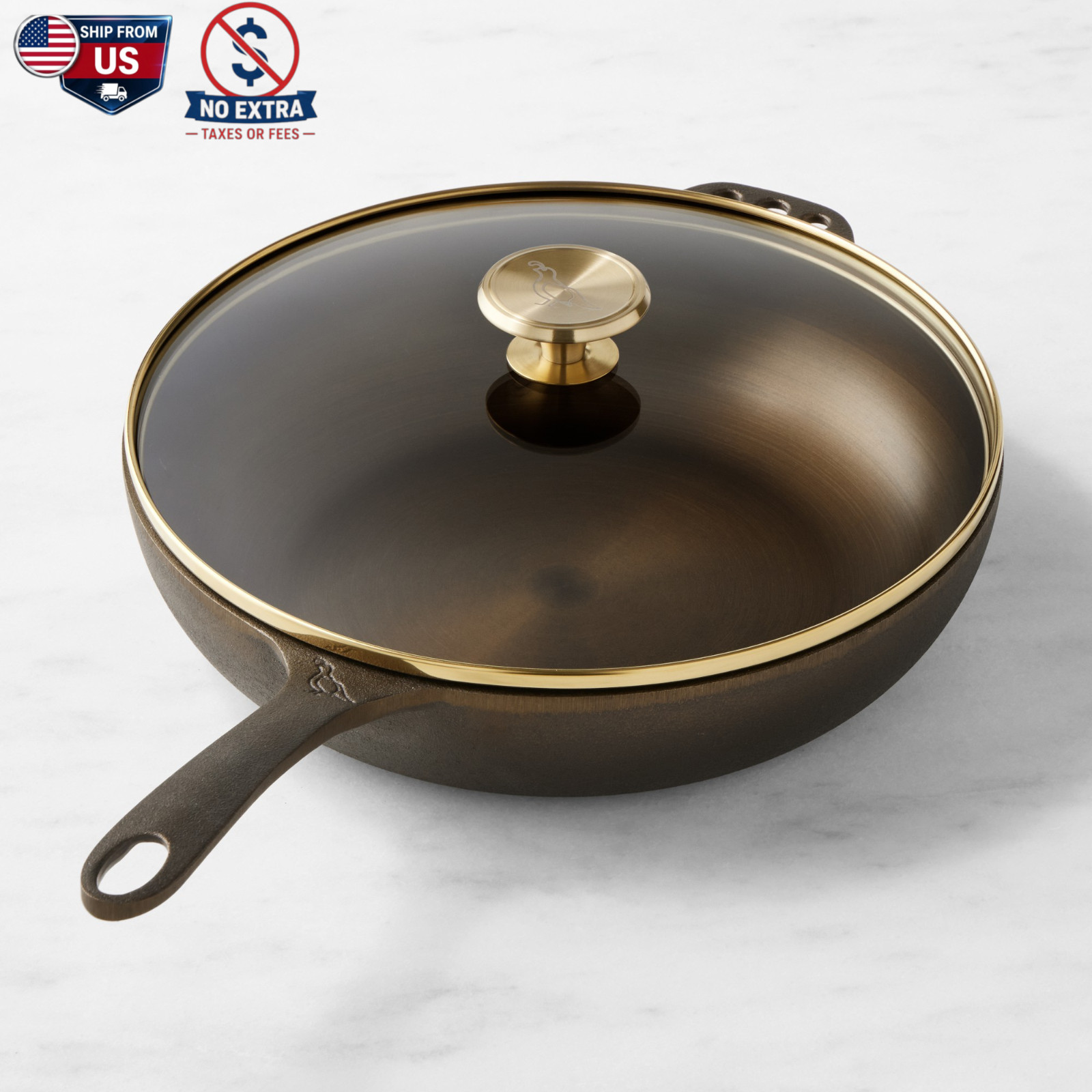 Smithey Seasoned Cast Iron Deep Skillet with Lid, 11 in NEW Smithey Seasoned Cast Iron Deep Skillet with Lid, 11 in NEW