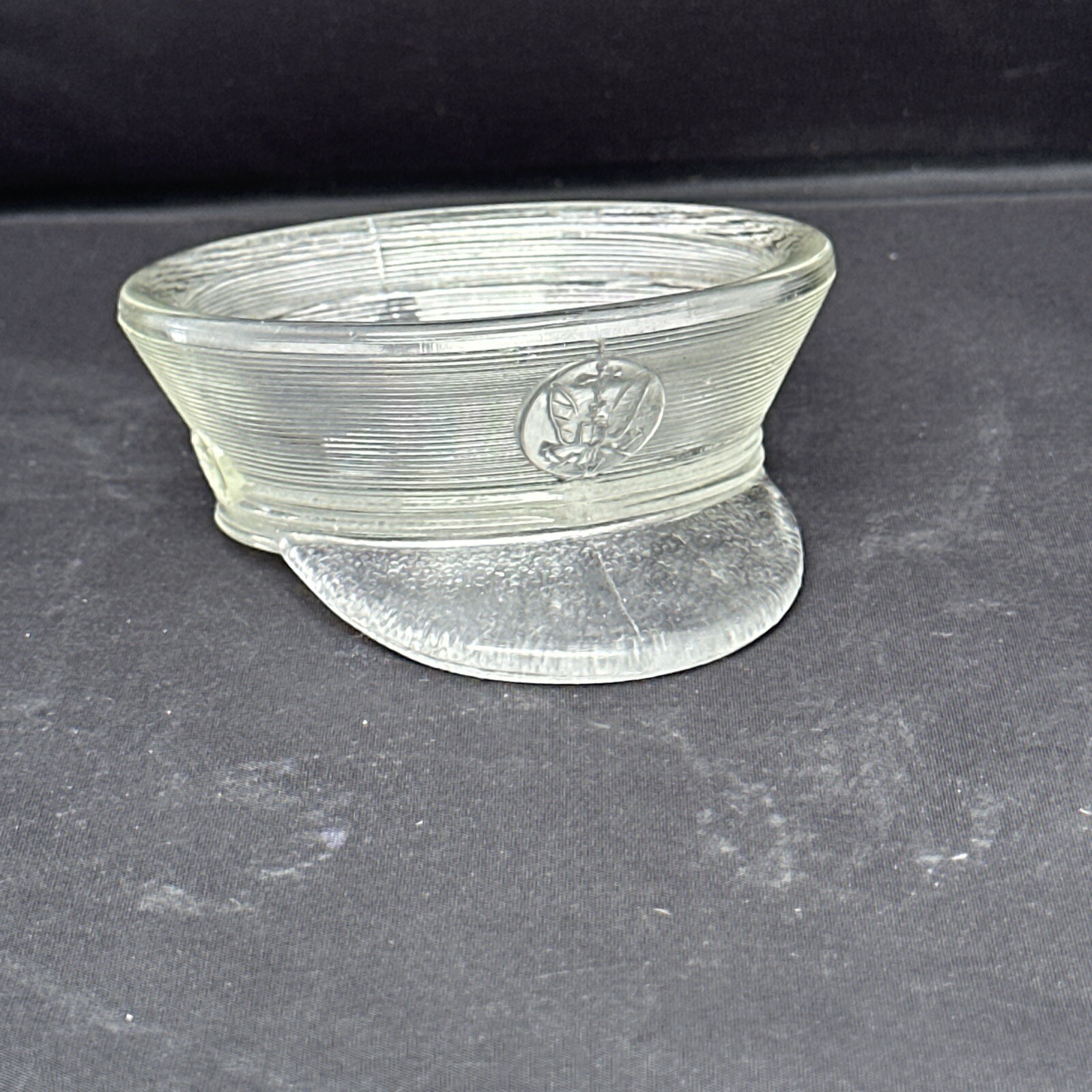 Vintage Military Glass Hat By Pla-Toy Co. Candy Dish Vintage Military Glass Hat By Pla-Toy Co. Candy Dish