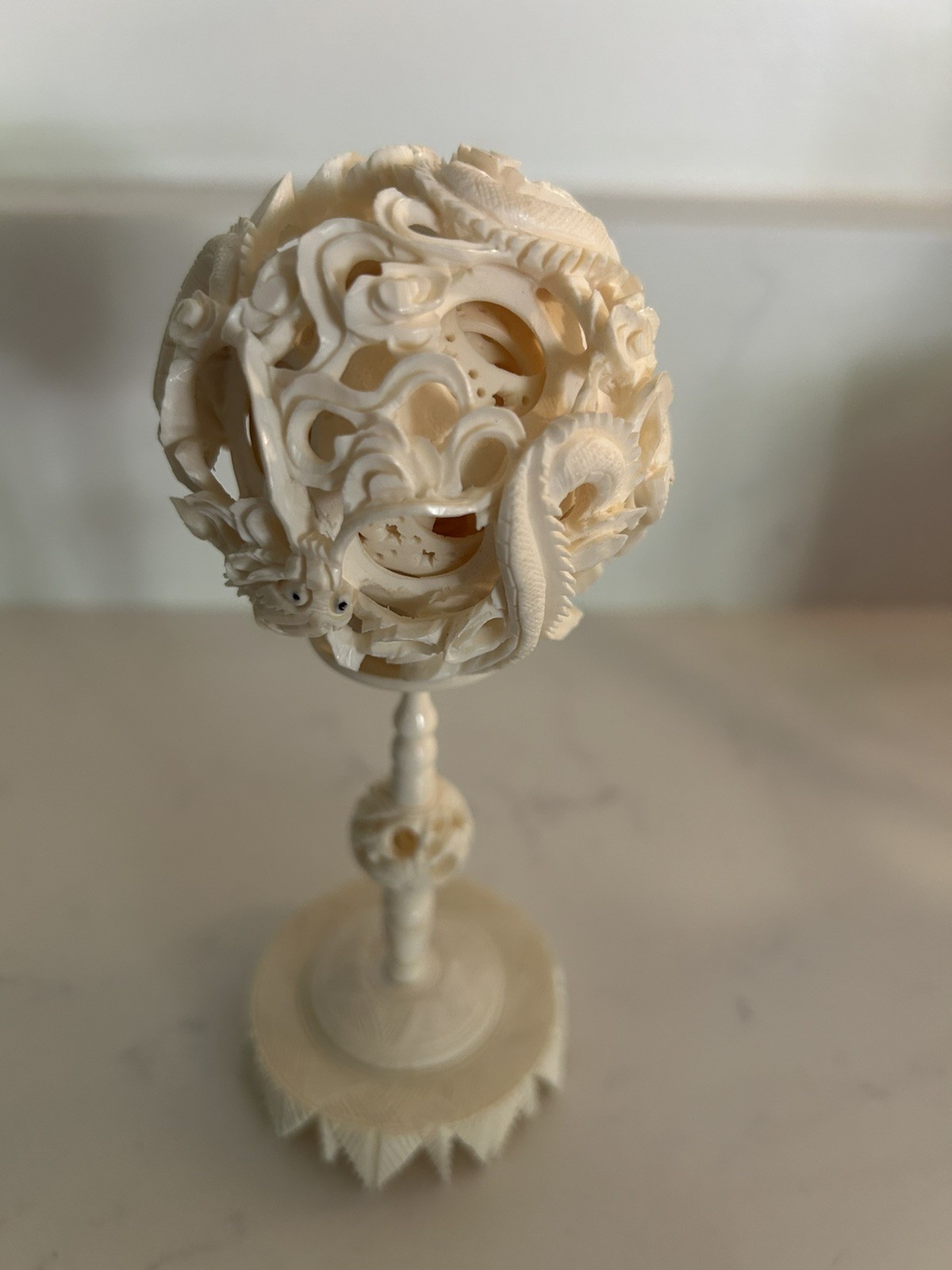 Vintage Hand‑Carved Chinese Puzzle Ball. 10 Layers.