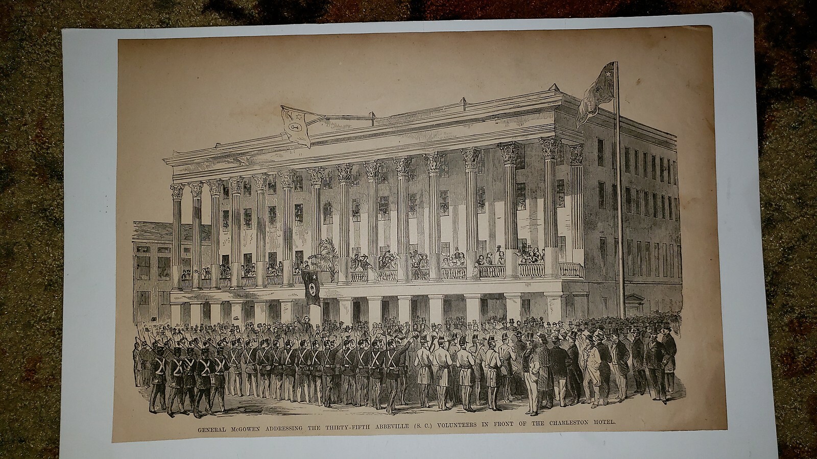 35th Abbeville South Carolina Volunteers Charleston Hotel 1884 Civil War Sketch 35th Abbeville South Carolina Volunteers Charleston Hotel 1884 Civil War Sketch