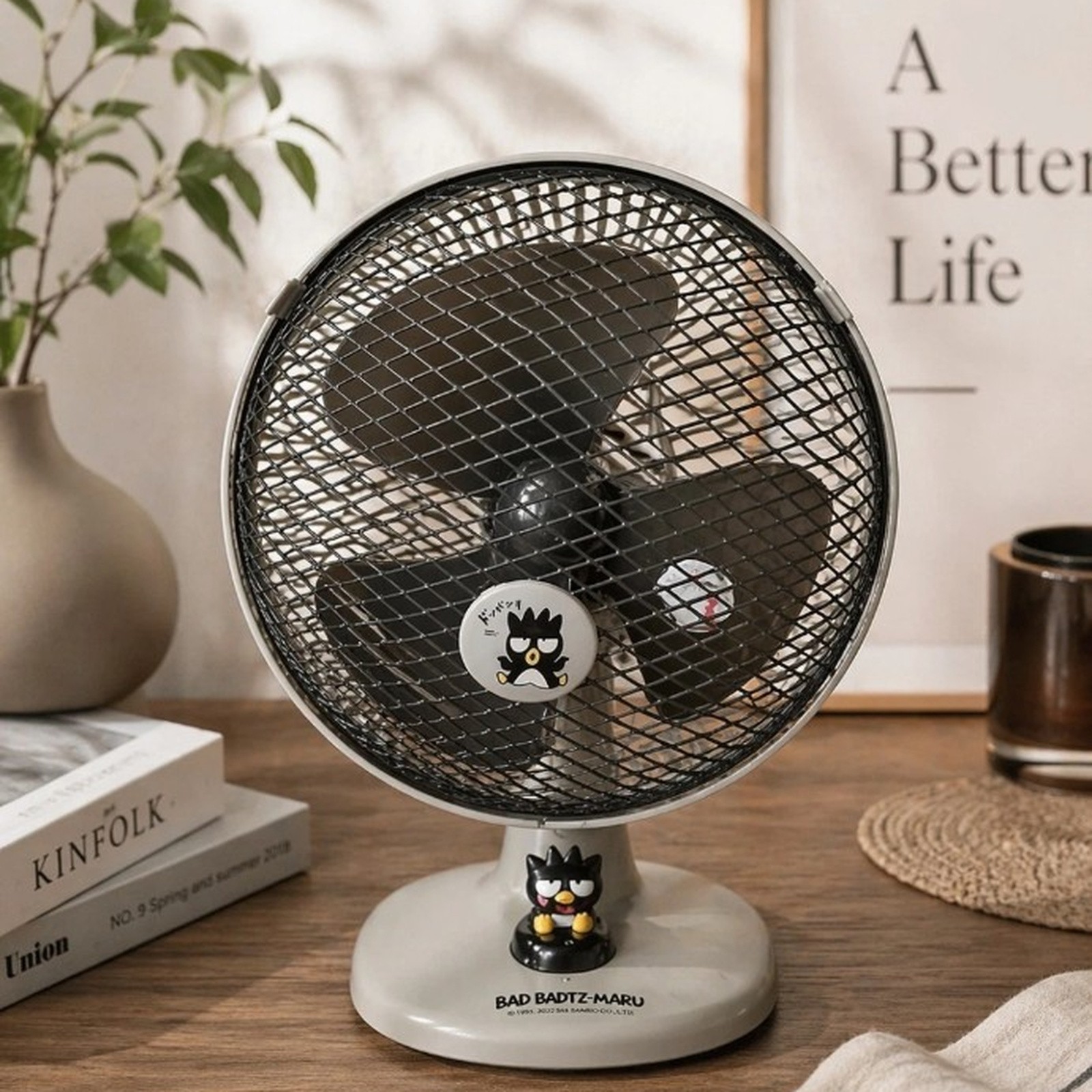 1997 Sanrio Bad Badtz-Maru Table Fan Black Vintage Japan Rare Working