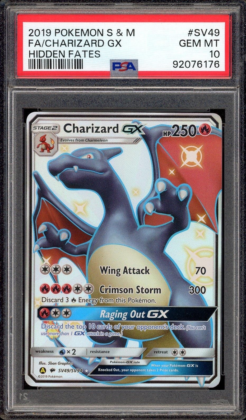 Charizard Gx SV49/SV94 PSA 10 Hidden Fates Pokemon Shiny Vault