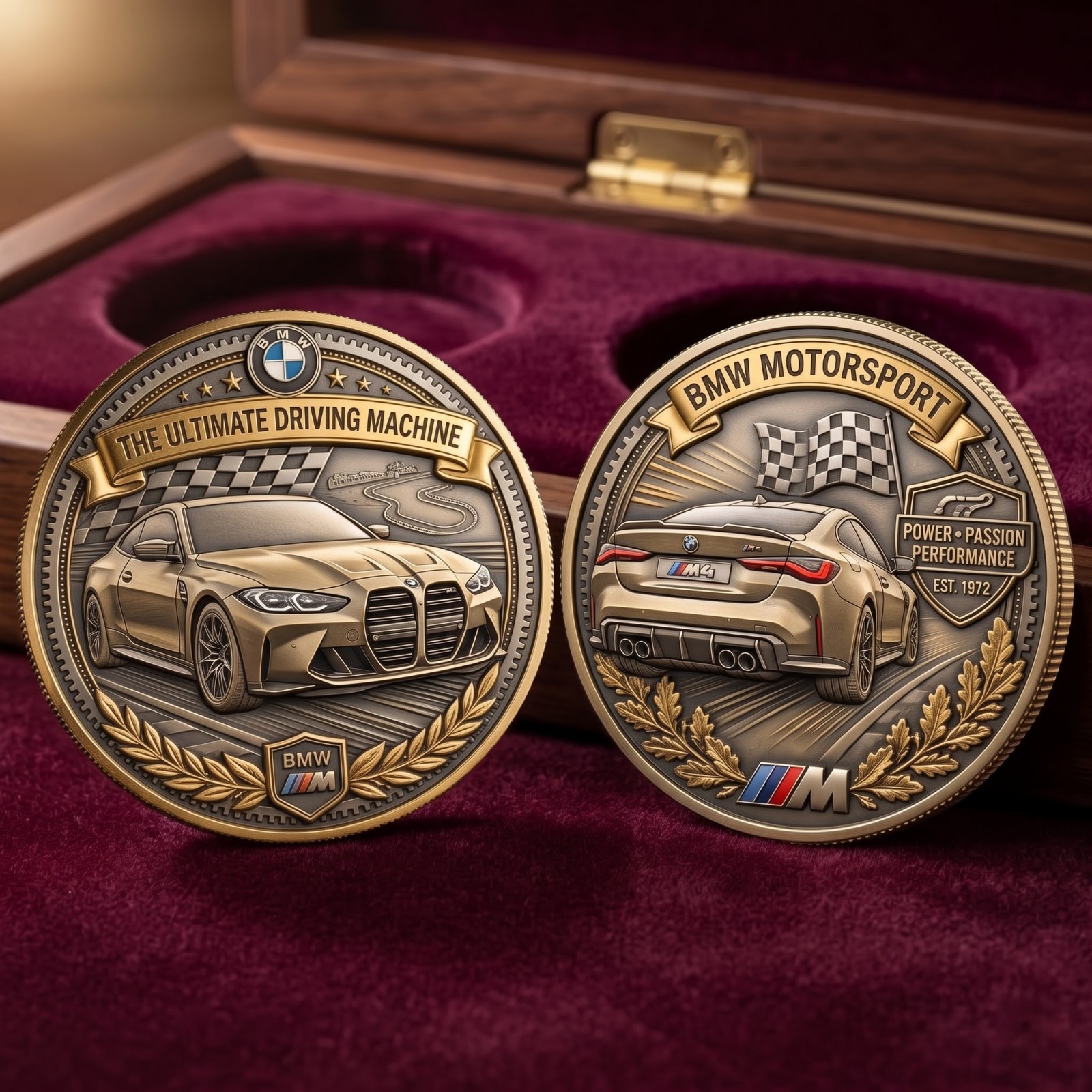 BMW M4 Motorsport Commemorative Coin Racing Sports Car Collector Enthusiast Gift