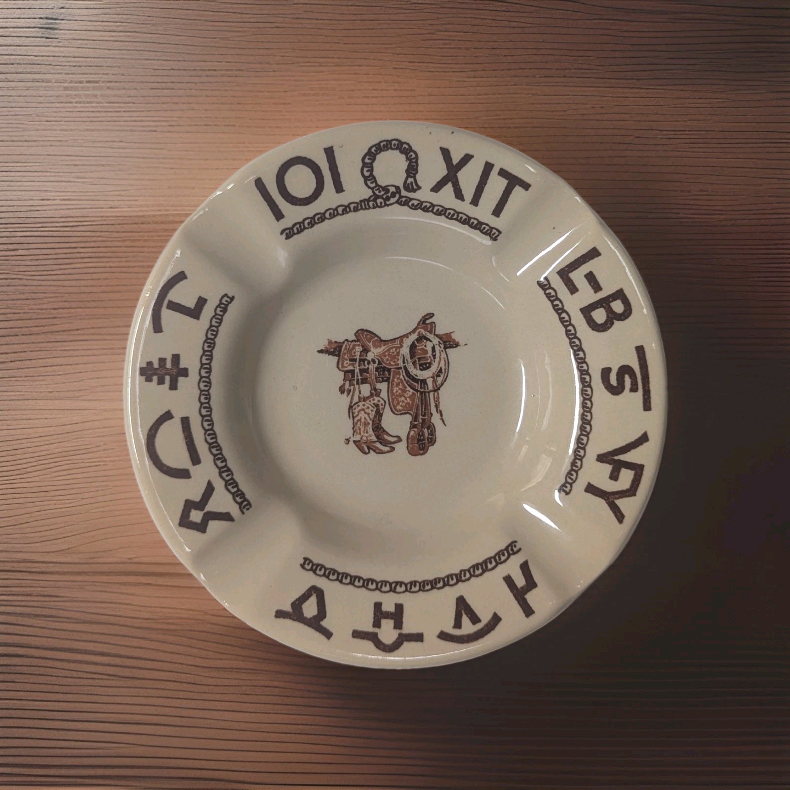 Vintage Westward Ho Wallace Ashtray China USA Boots & Saddle Western Yellowstone