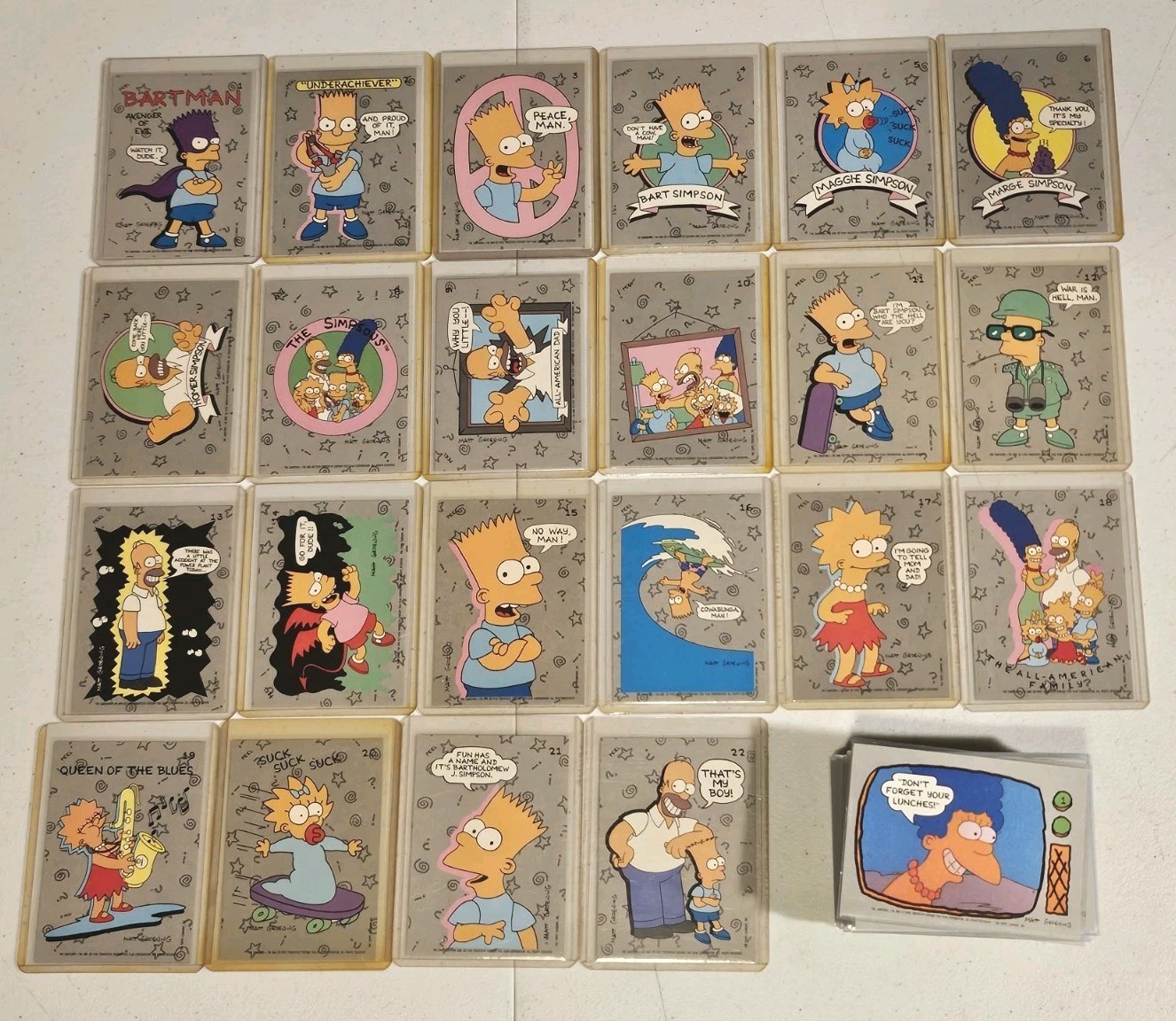 1990 TOPPS THE SIMPSONS COMPLETE 88 CARD BASE SET + 22 STICKERS BARTMAN ROOKIE 1990 TOPPS THE SIMPSONS COMPLETE 88 CARD BASE SET + 22 STICKERS BARTMAN ROOKIE
