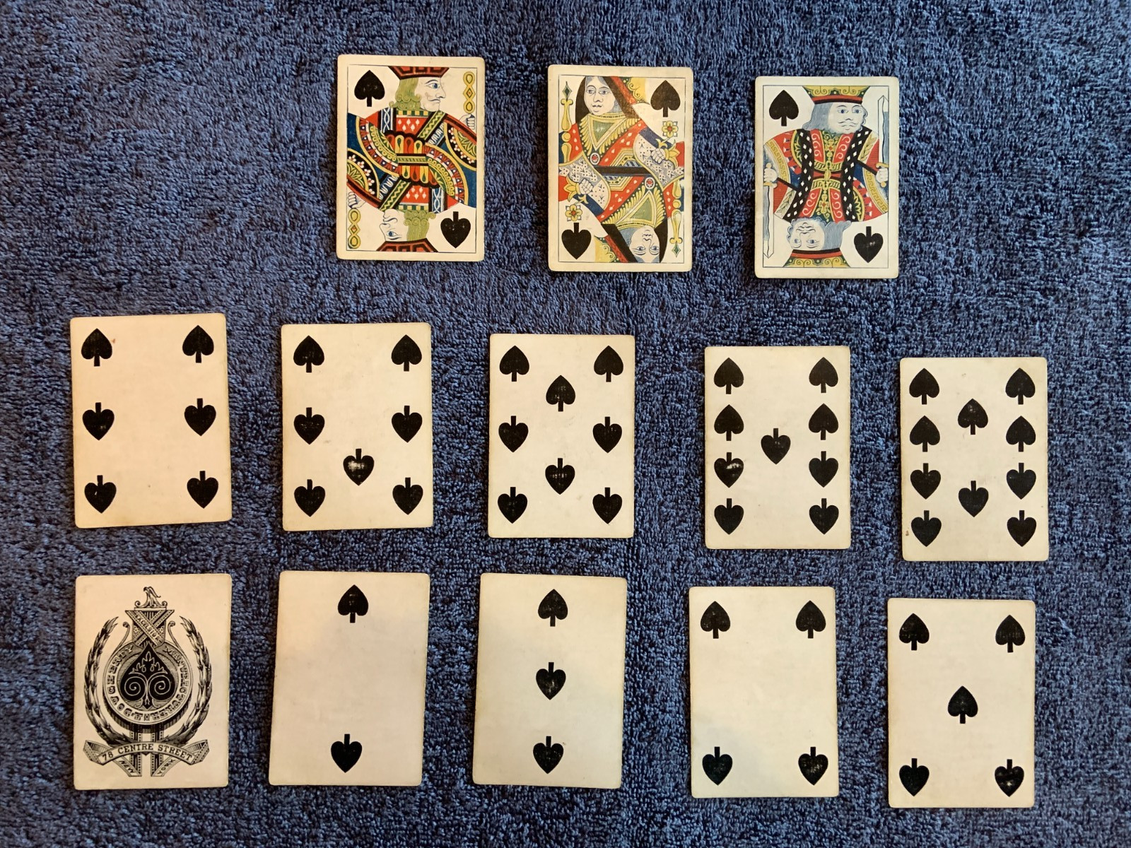 Andrew Dougherty 1870s Patriotic playing card complete 52 deck Flag Back Antique