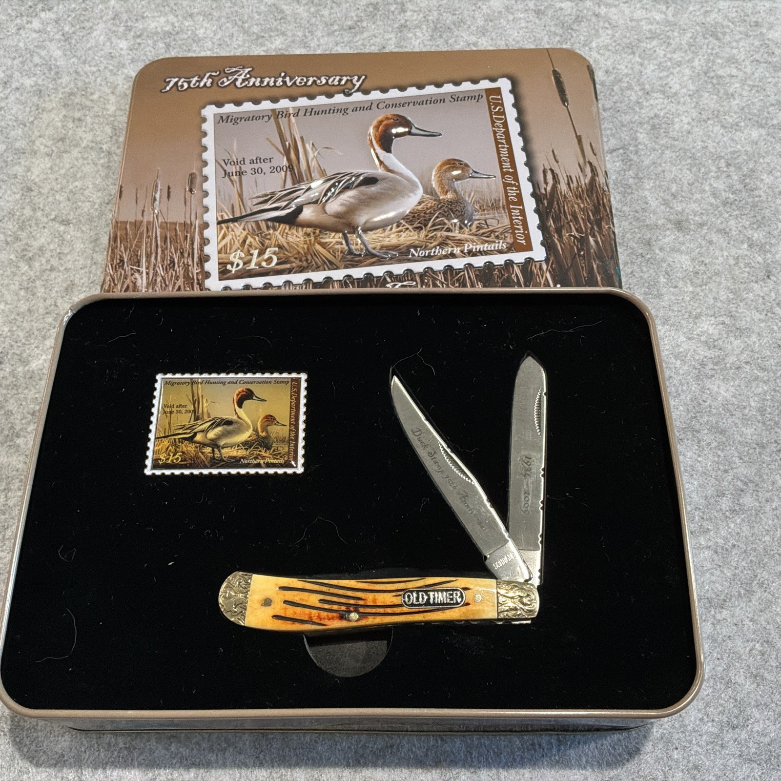 Schrade 94OTBRT 75th Anniversary Federal Duck Stamp Pocket Knife New In Tin