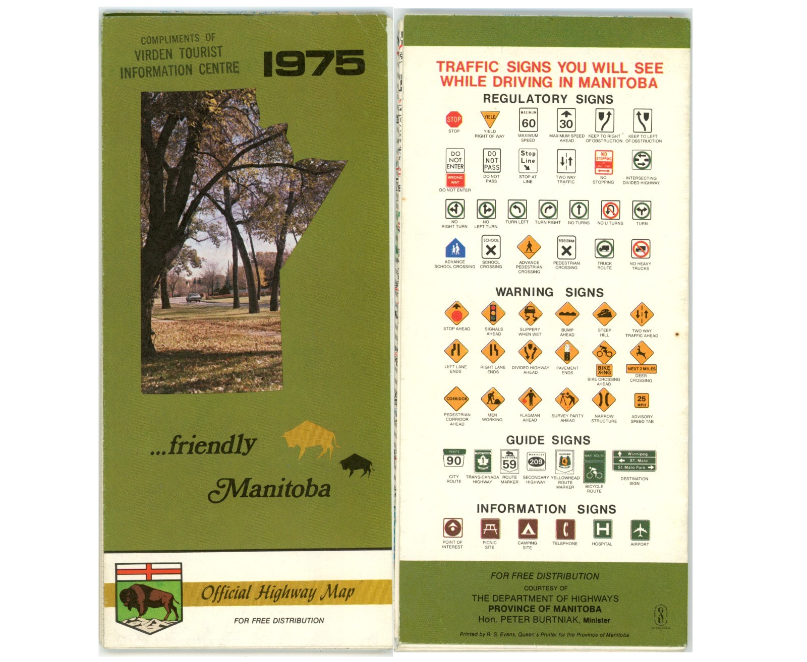 Vintage 1975 Manitoba, Canada Official Road Map - Stamped