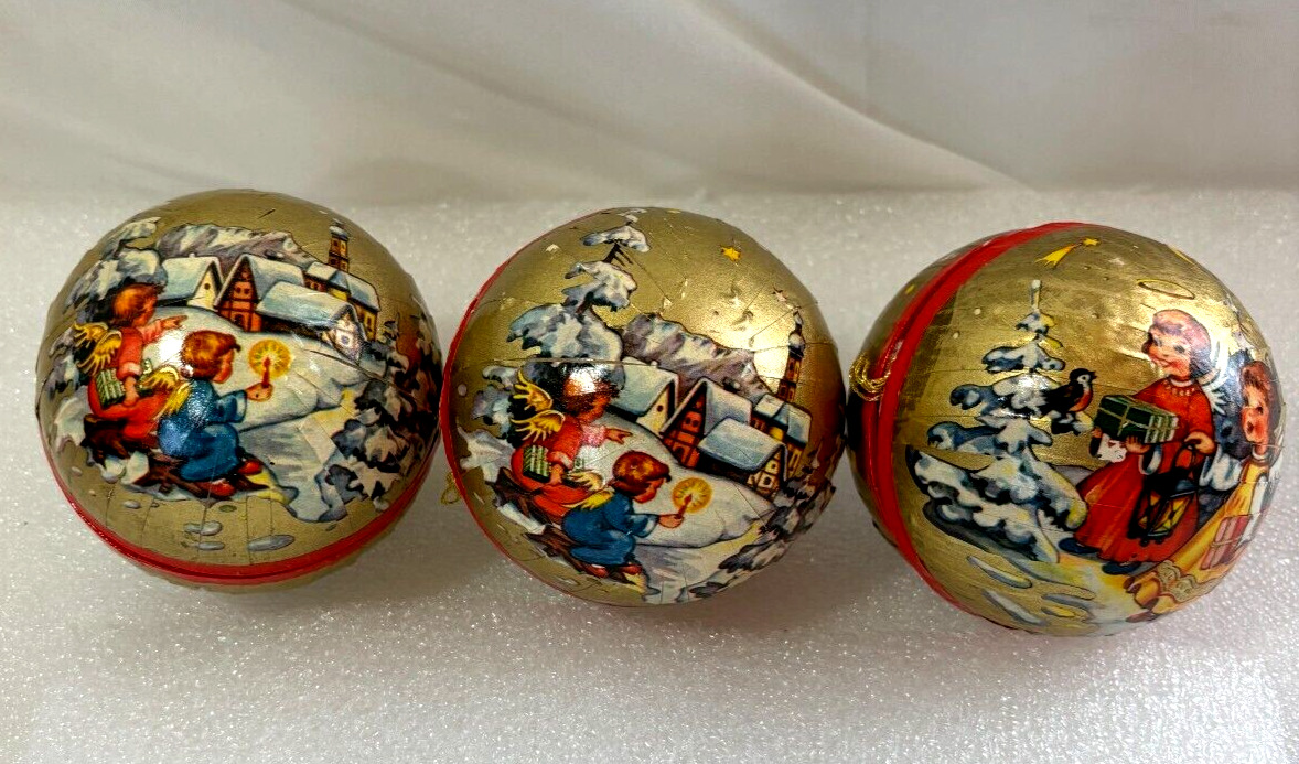 German Paper Mache\' Christmas Candy Container Ornaments ~ Angels Set of 3