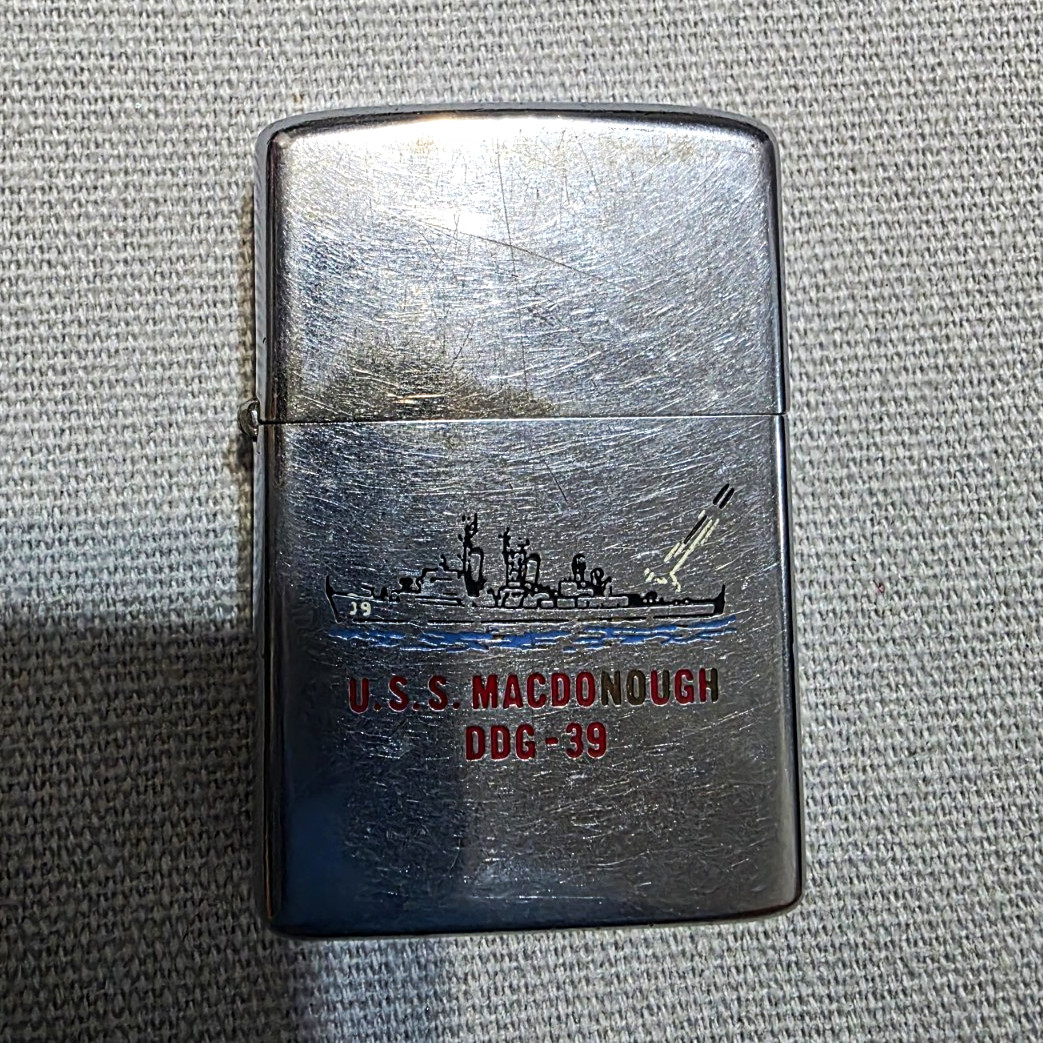 Vintage 1976 Zippo Lighter Double Sided USS Macdonough DDG 39. U.S. Navy